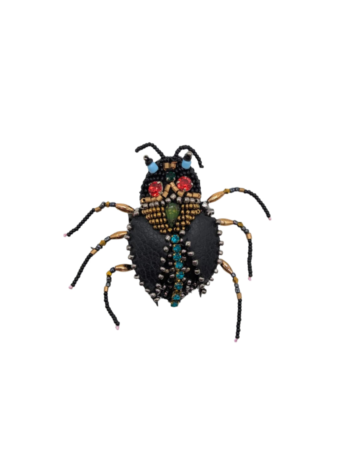 Broochella Men’s Cockroach brooch pin black multicolor hand beaded handmade designer luxury