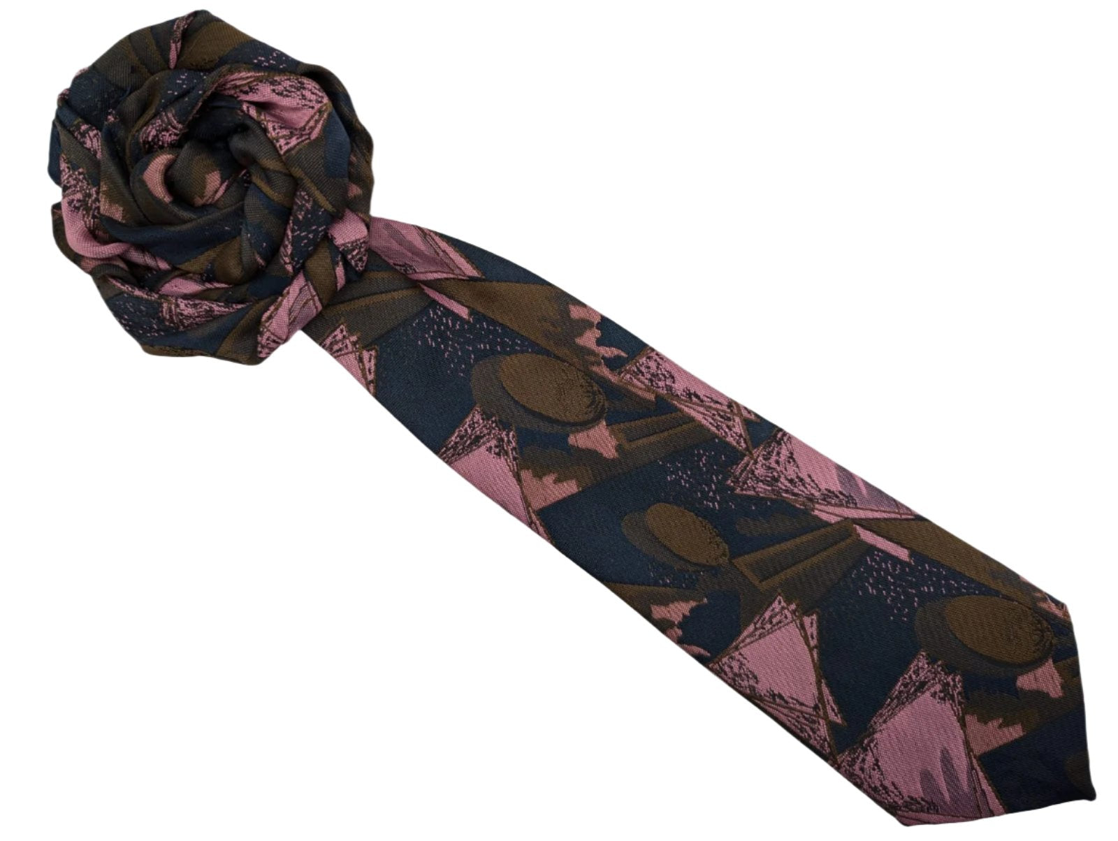 Broochella Fuente rosette tie brooch pin handmade upcycled men's womens Carmelo
