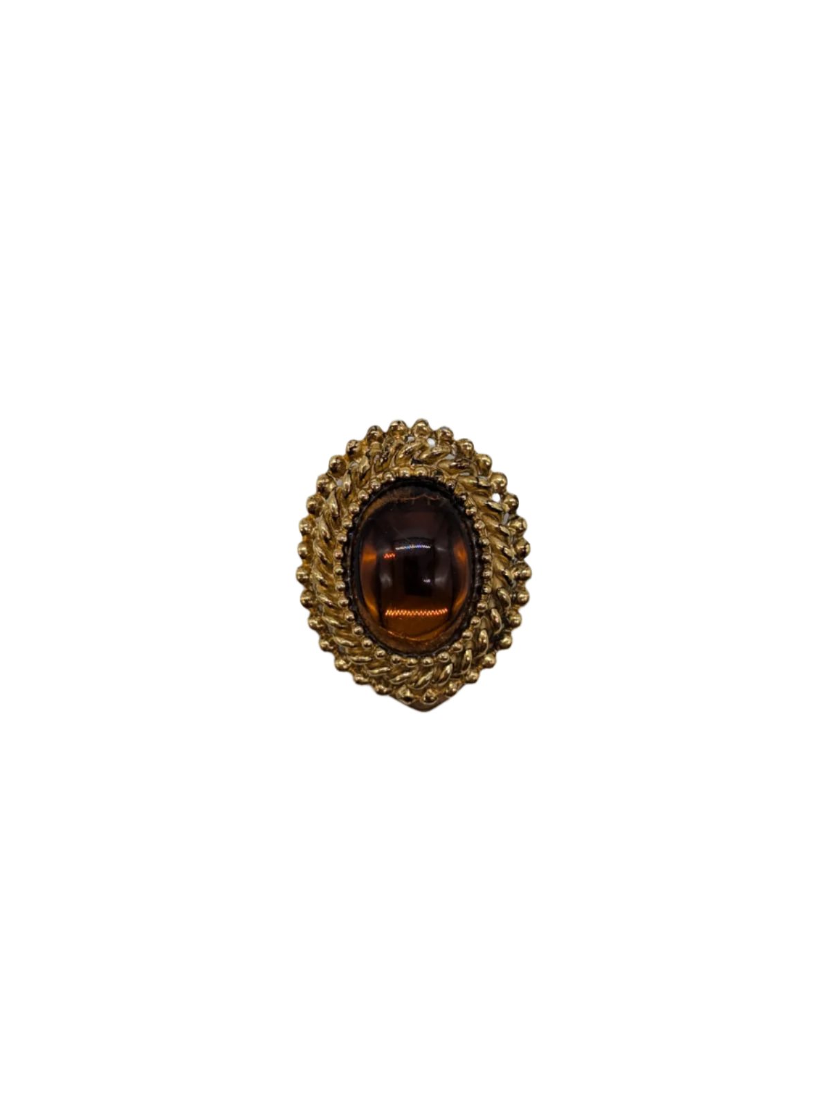 Broochella Men's tie clip Vintage gold tone metal amber coloured cabochon designer luxury