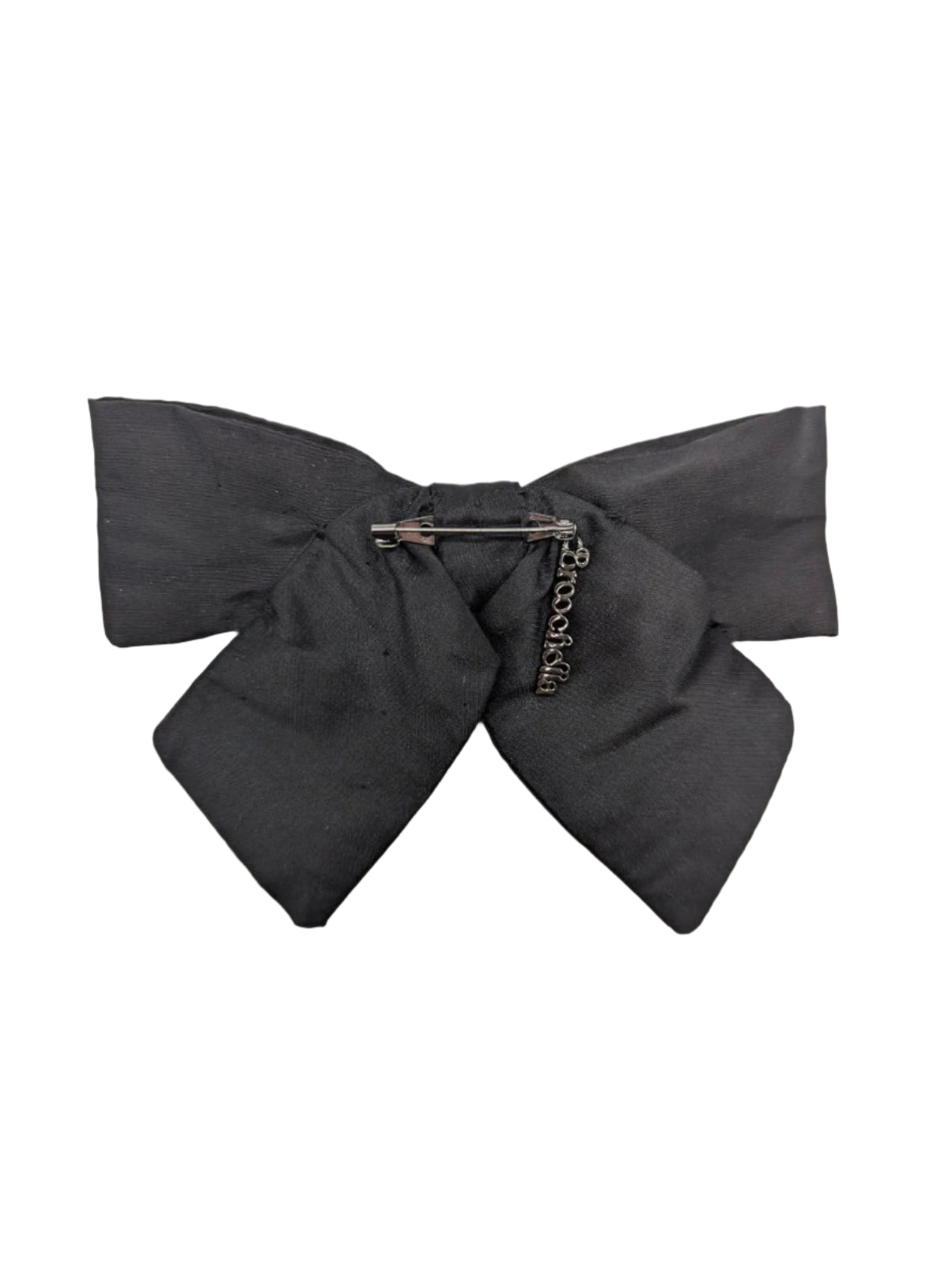 Broochella Noir decadence Bow brooch pin vintage gold tone metal embellishment handmade black silk men's women's luxury designer