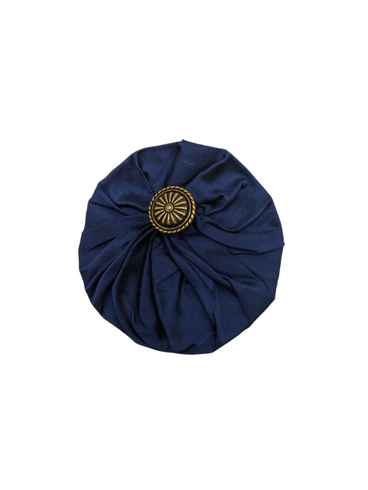 Broochella Men's lollipop brooch pin silk handmade gold button embellishment designer luxury navy blue medium