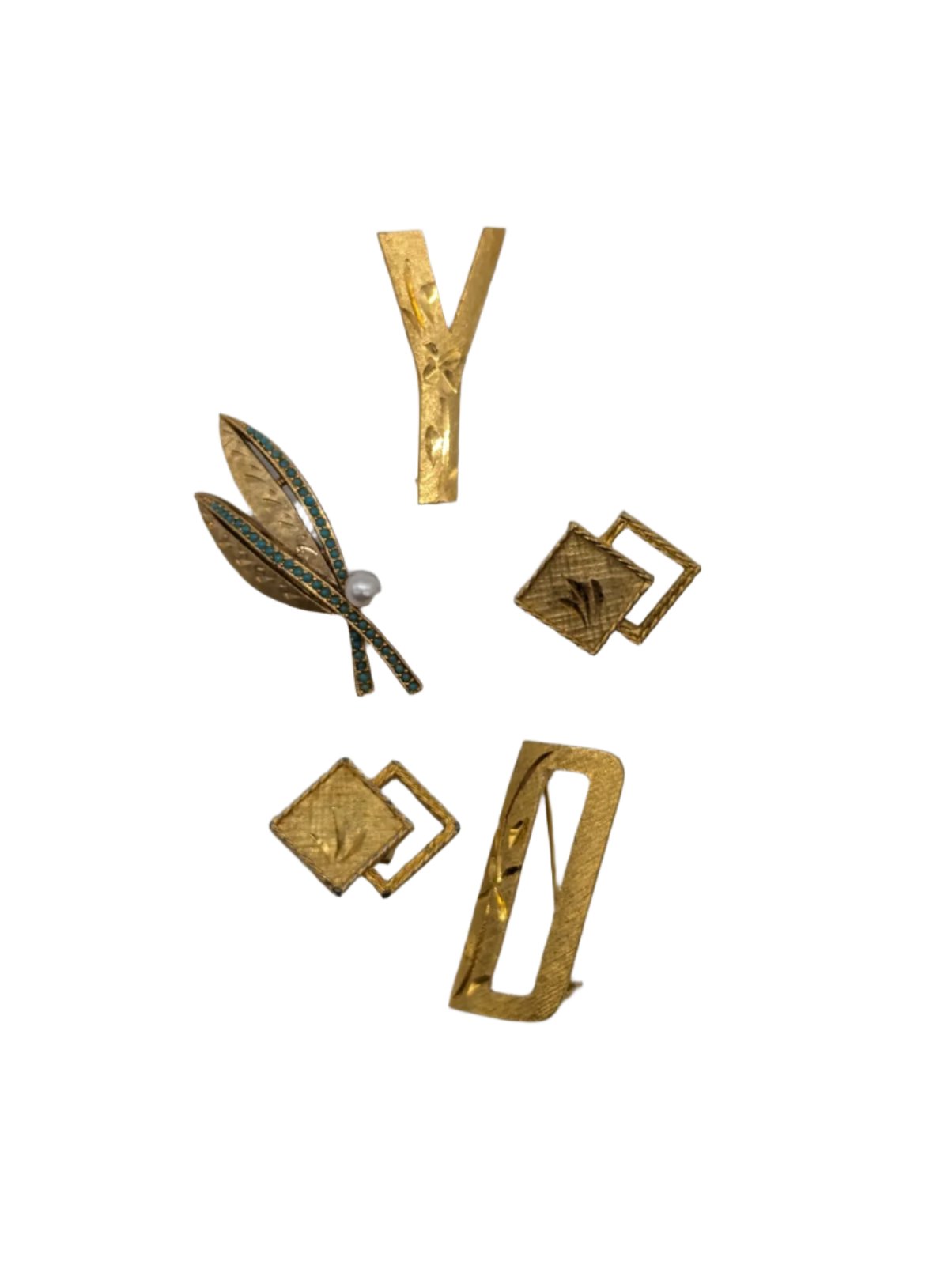 Broochella Golden Luxe vintage brooch pin set gold tone men's women's designer luxury