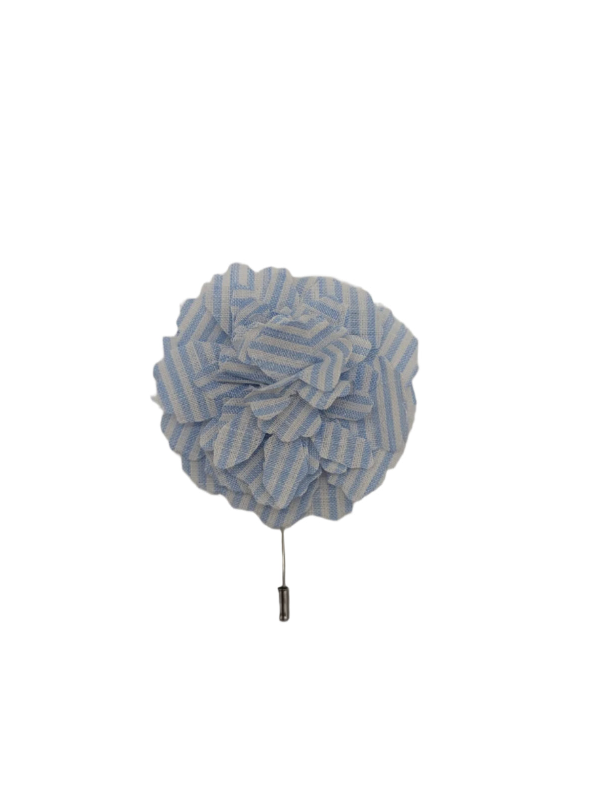 Broochella Men's Carnation flower brooch pin linen handmade luxury designer blue white stripes