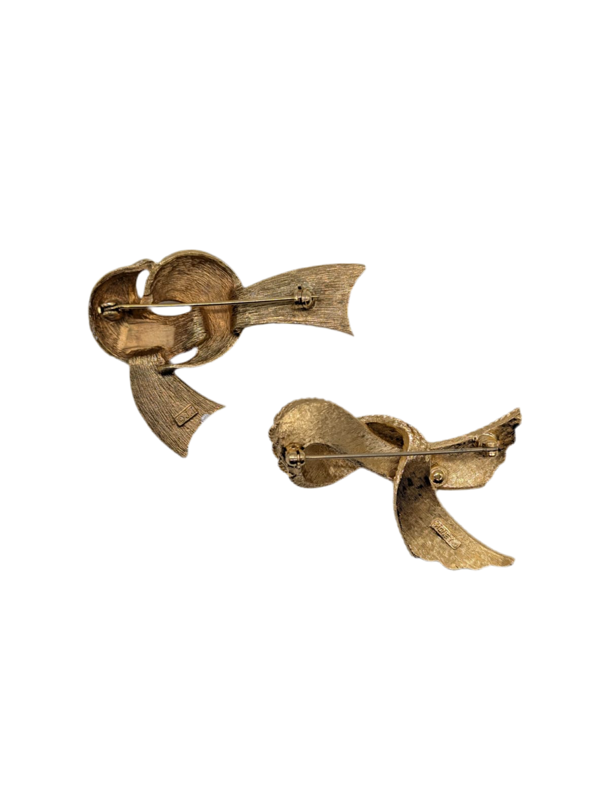 Broochella Fiocco d’Oro vintage brooch pin duo pair gold tone knot luxury designer men’s women’s