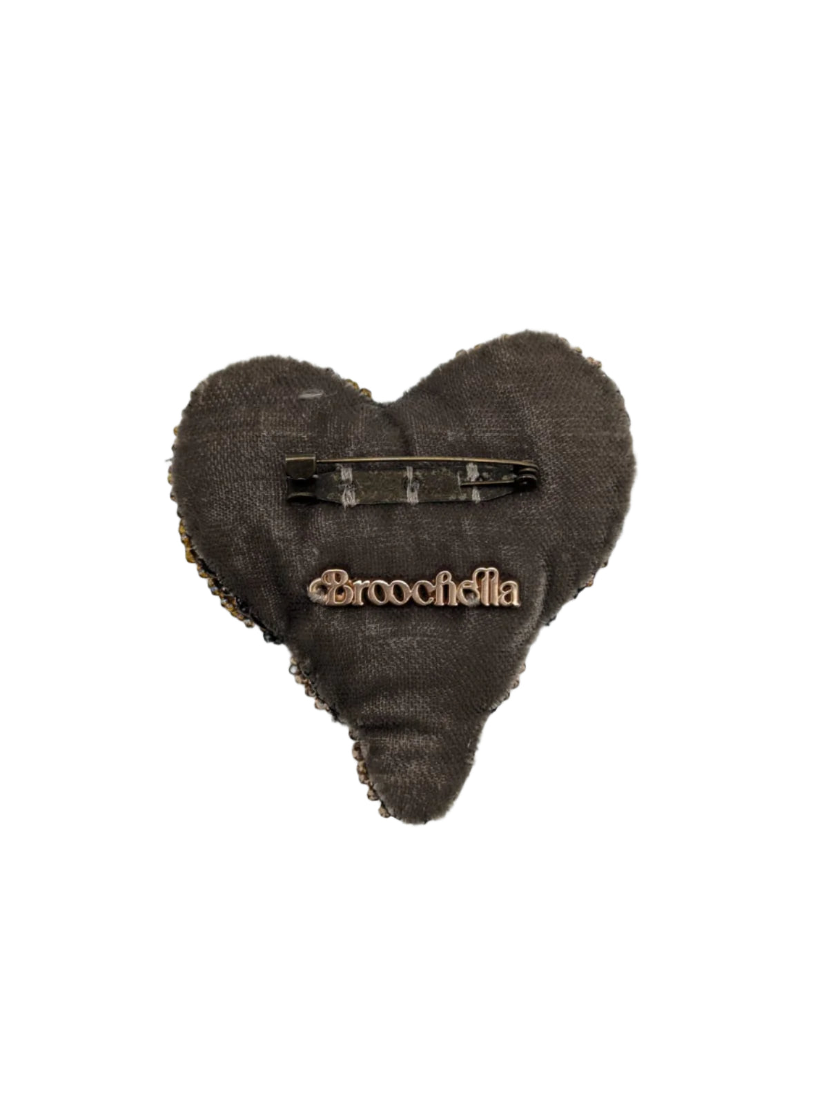 Broochella men’s amore heart brooch hand beaded handmade gold silver luxury designer