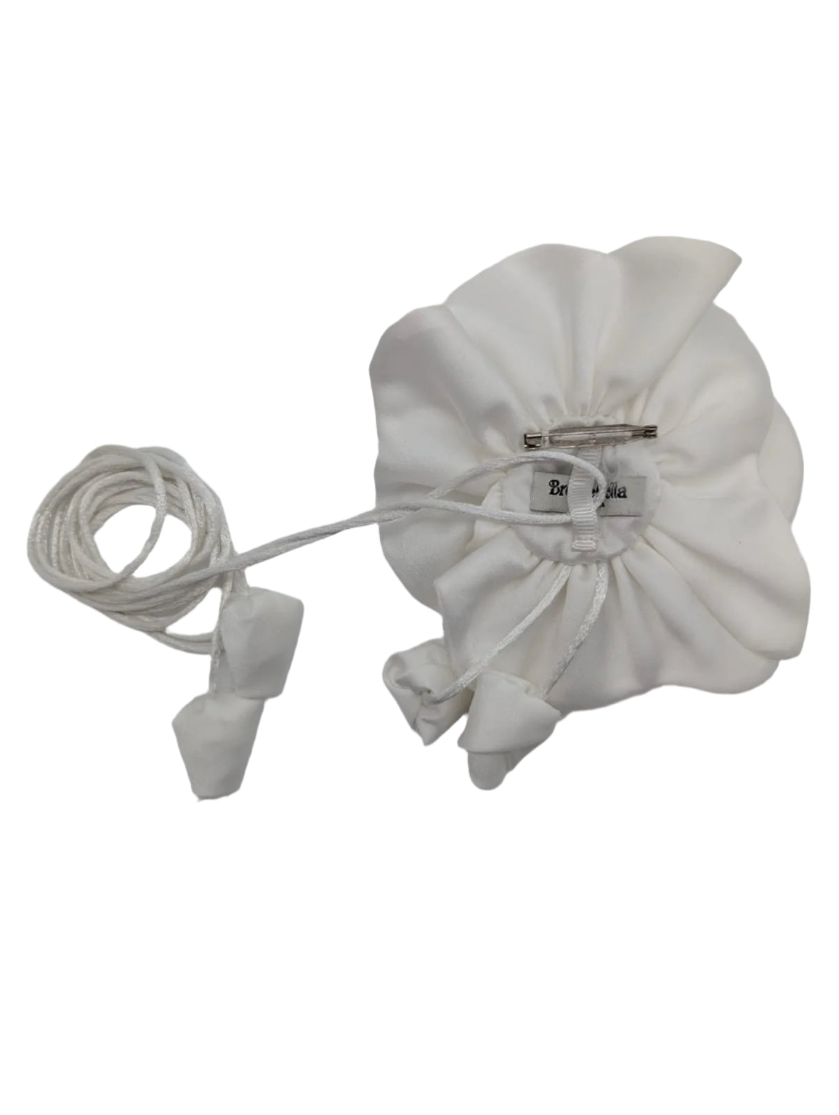 Broochella Rosetta Bridal wedding flower brooch pin choker white satin handmade luxury designer