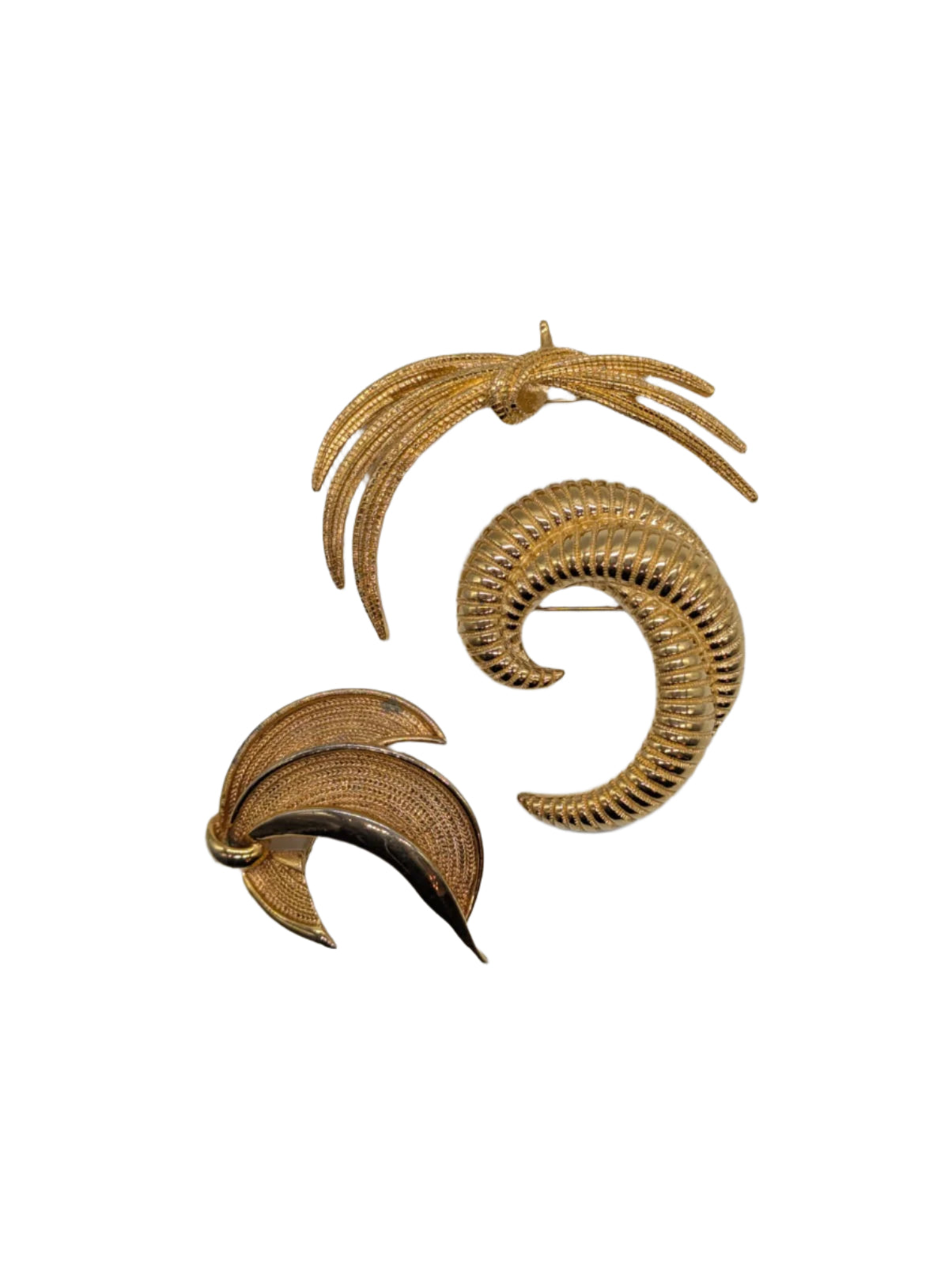 Broochella Onda Dorata Vintage brooch set trio gold tone metal abstract designer luxury men's women's