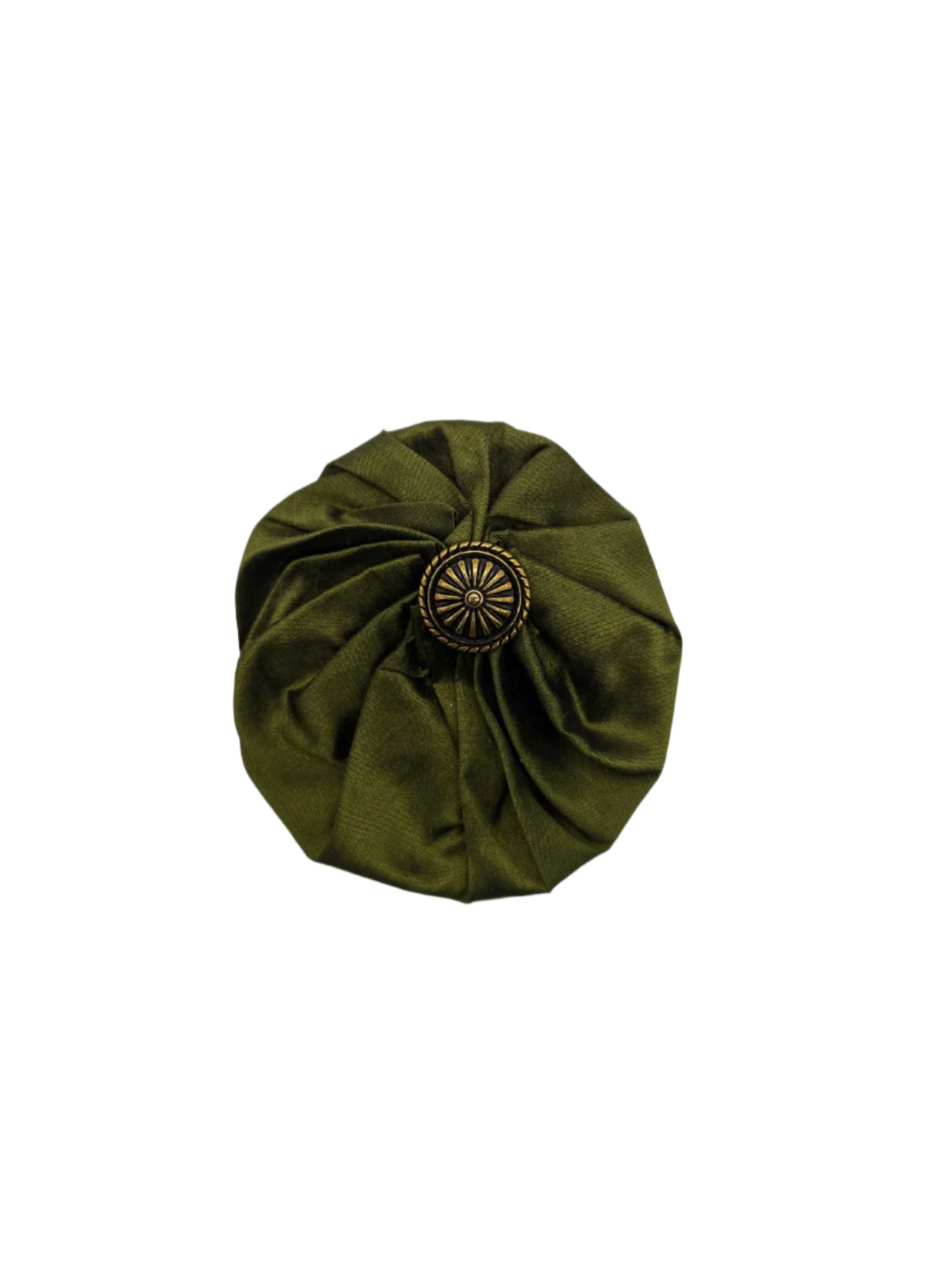 Broochella Men's lollipop brooch pin silk handmade gold button embellishment designer luxury green medium