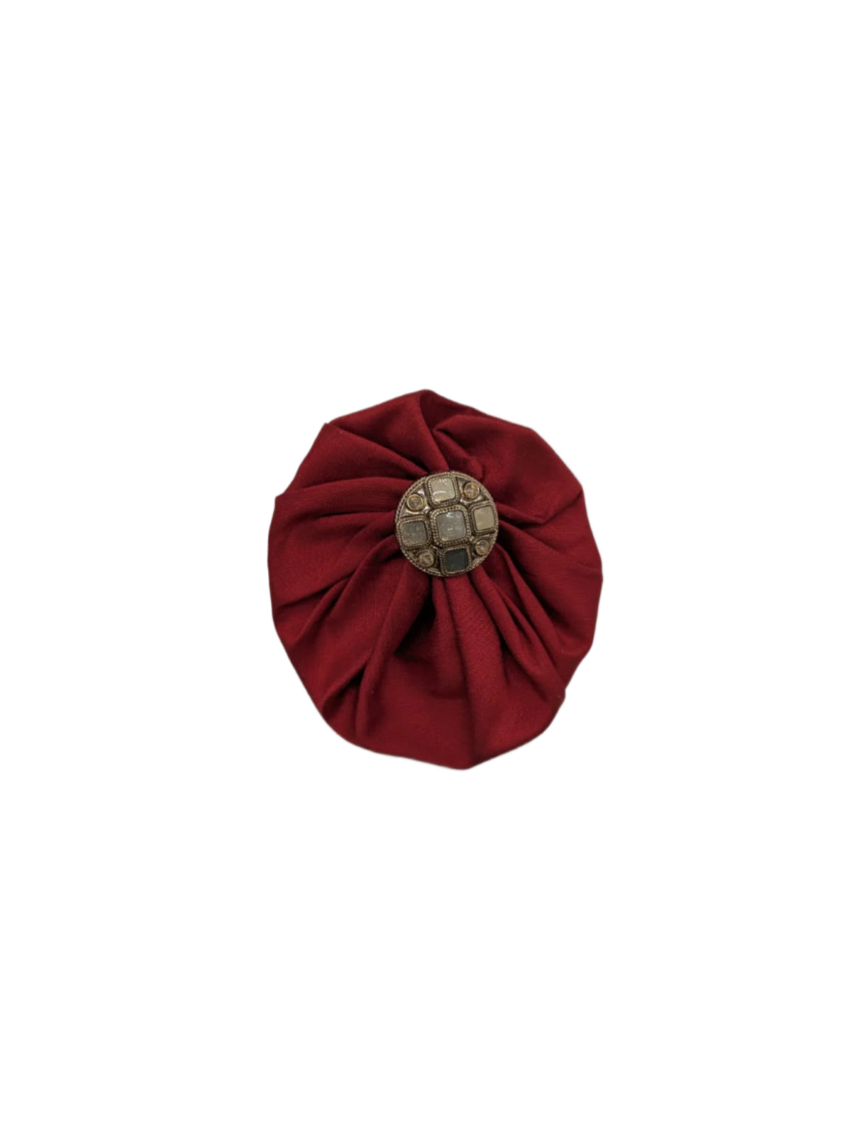 Broochella Men's lollipop brooch pin silk handmade gold button embellishment designer luxury small red