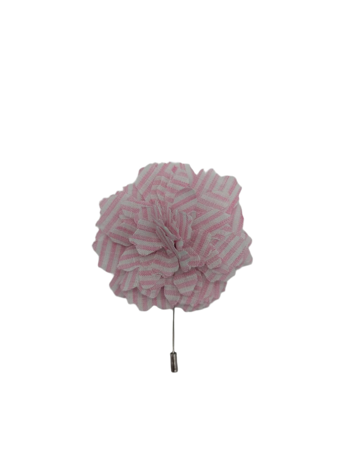 Broochella Men's Carnation flower brooch pin linen handmade luxury designer pink stripe