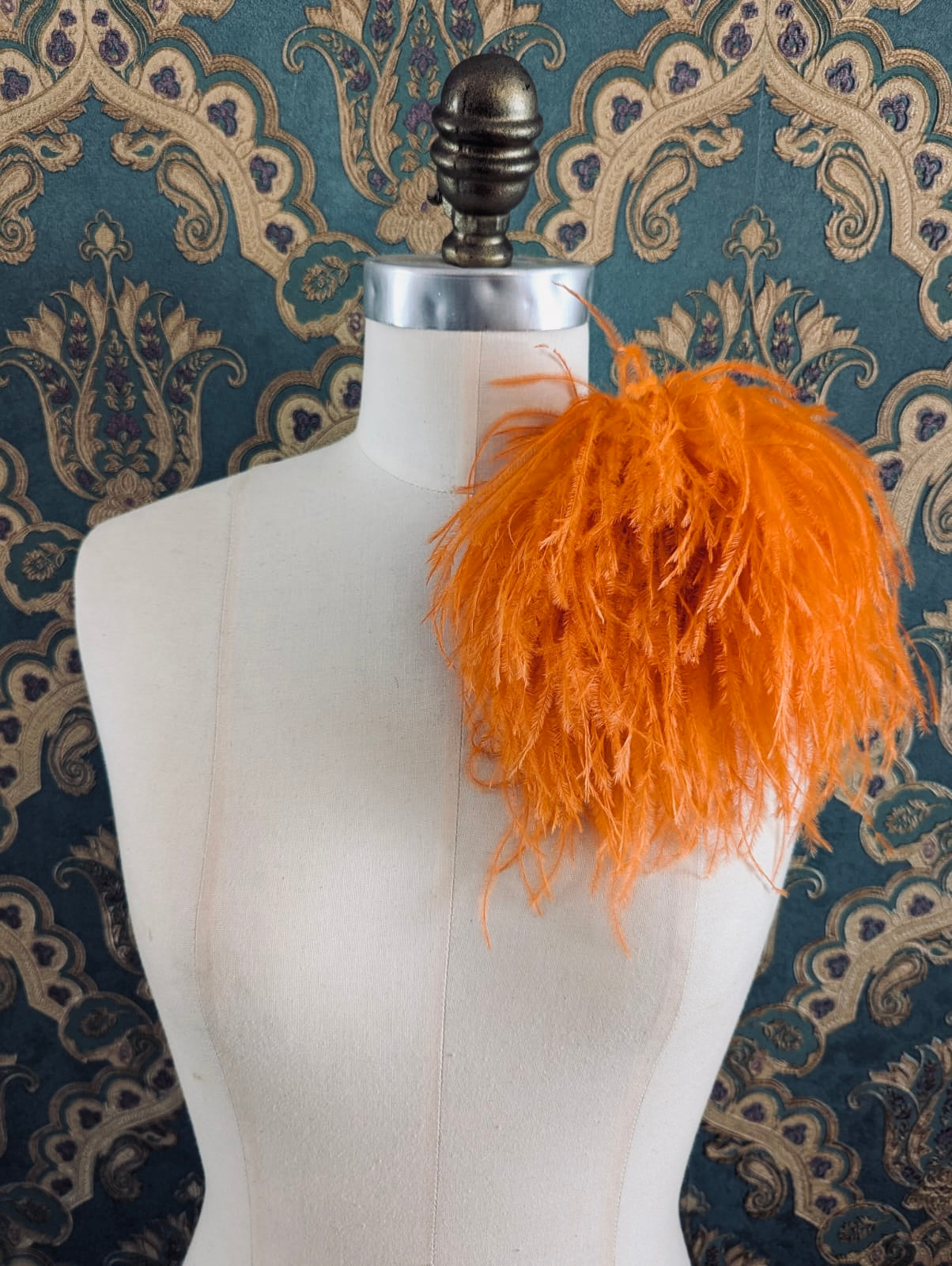 Broochella Le Pouffe feather brooch pin handmade men’s women’s designer luxury orange