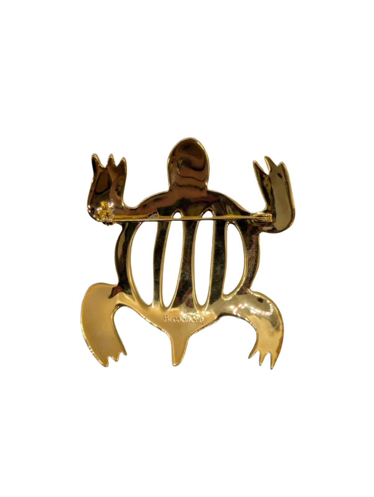 Broochella Men’s brooches with meaning Adaptability brooch pin Adinkra gold tone metal turtle designer luxury