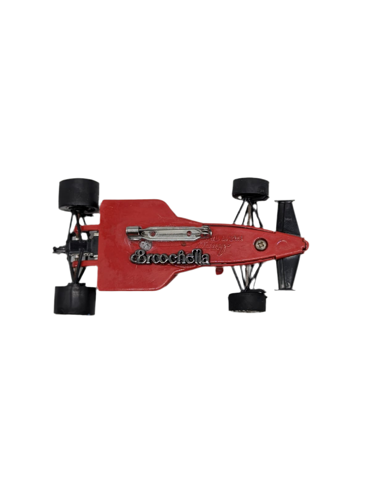 Broochella Rosso Monza No.28– Formula One Car Racing Brooch Pin red upcycled vintage designer men's luxury designer scuderia d'Oro