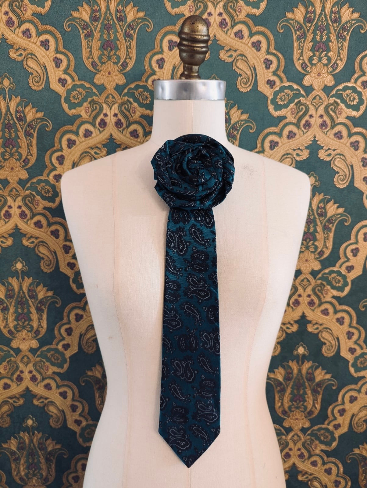 Broochella Fuente rosette tie brooch pin handmade upcycled men's womens Maurizio