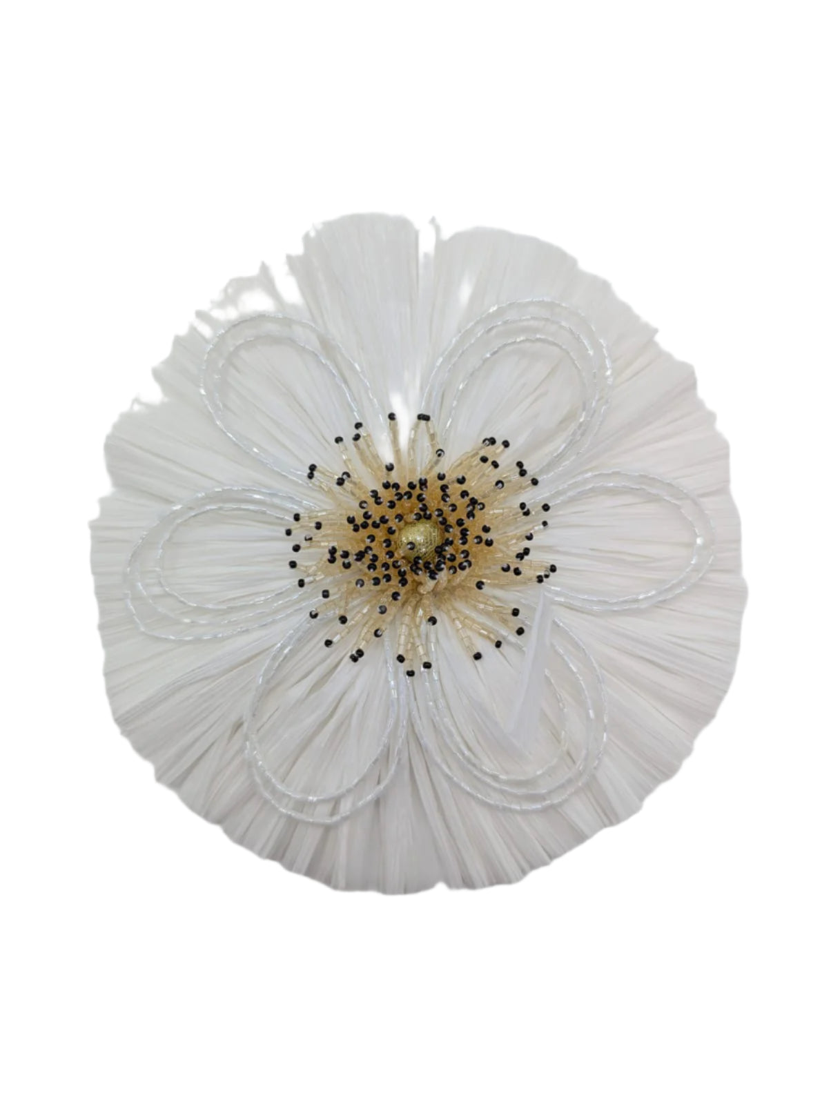 Broochella Raffia Bloom white bridal wedding flower brooch pin handmade hand beaded luxury designer women's
