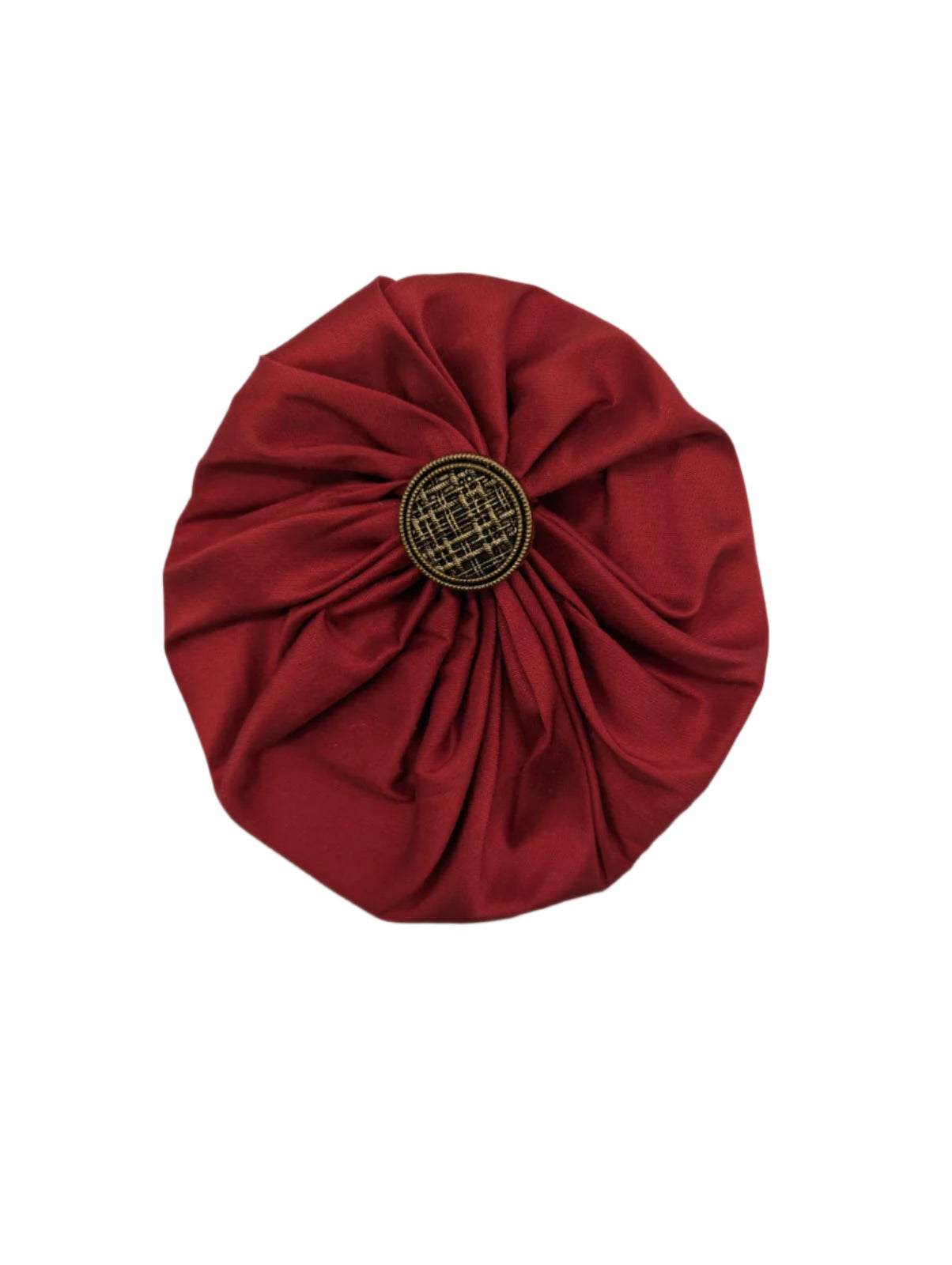 Broochella Men's large lollipop brooch pin silk handmade gold button embellishment designer luxury red