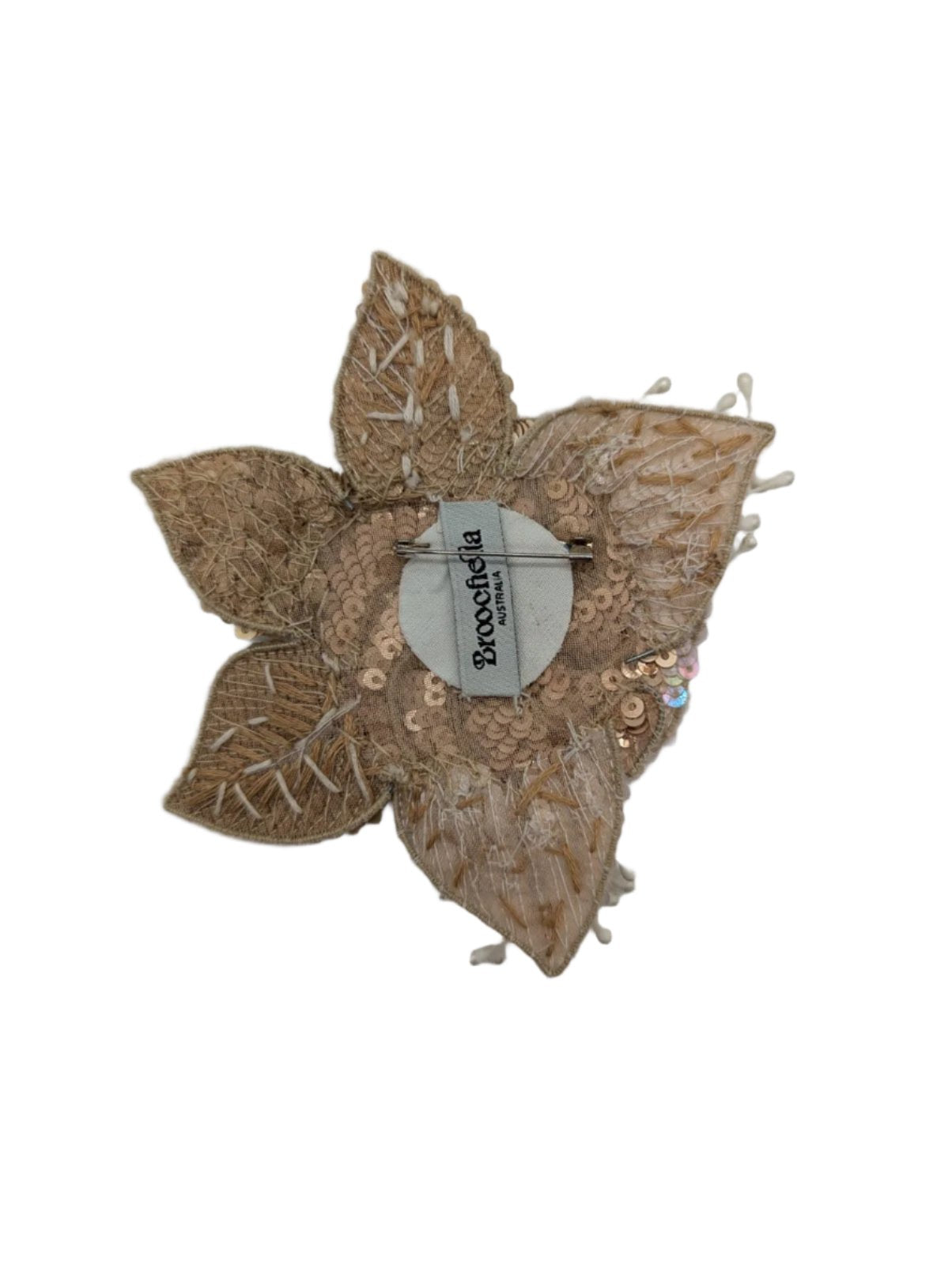 Broochella Men's Blossom de Luxe flower brooch pin pink gold sequin handmade hand beaded designer luxury