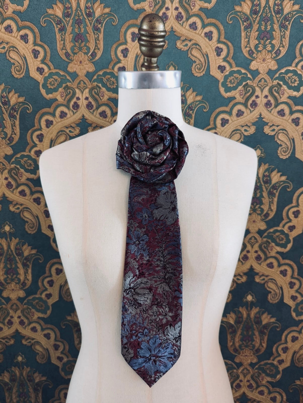 Broochella Fuente rosette tie brooch pin handmade upcycled men's womens Stefano