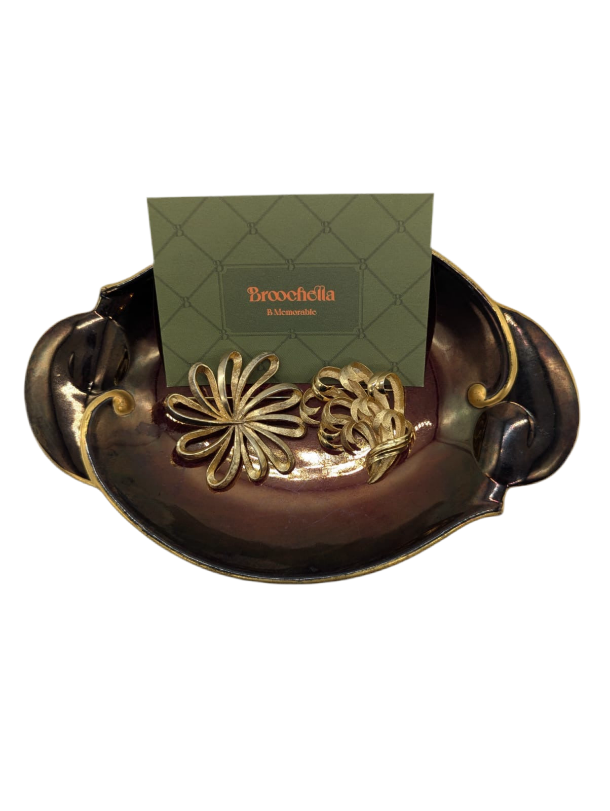 Broochella Boucle bloom vintage signed brooch pin set pair gold tone women’s men’s designer