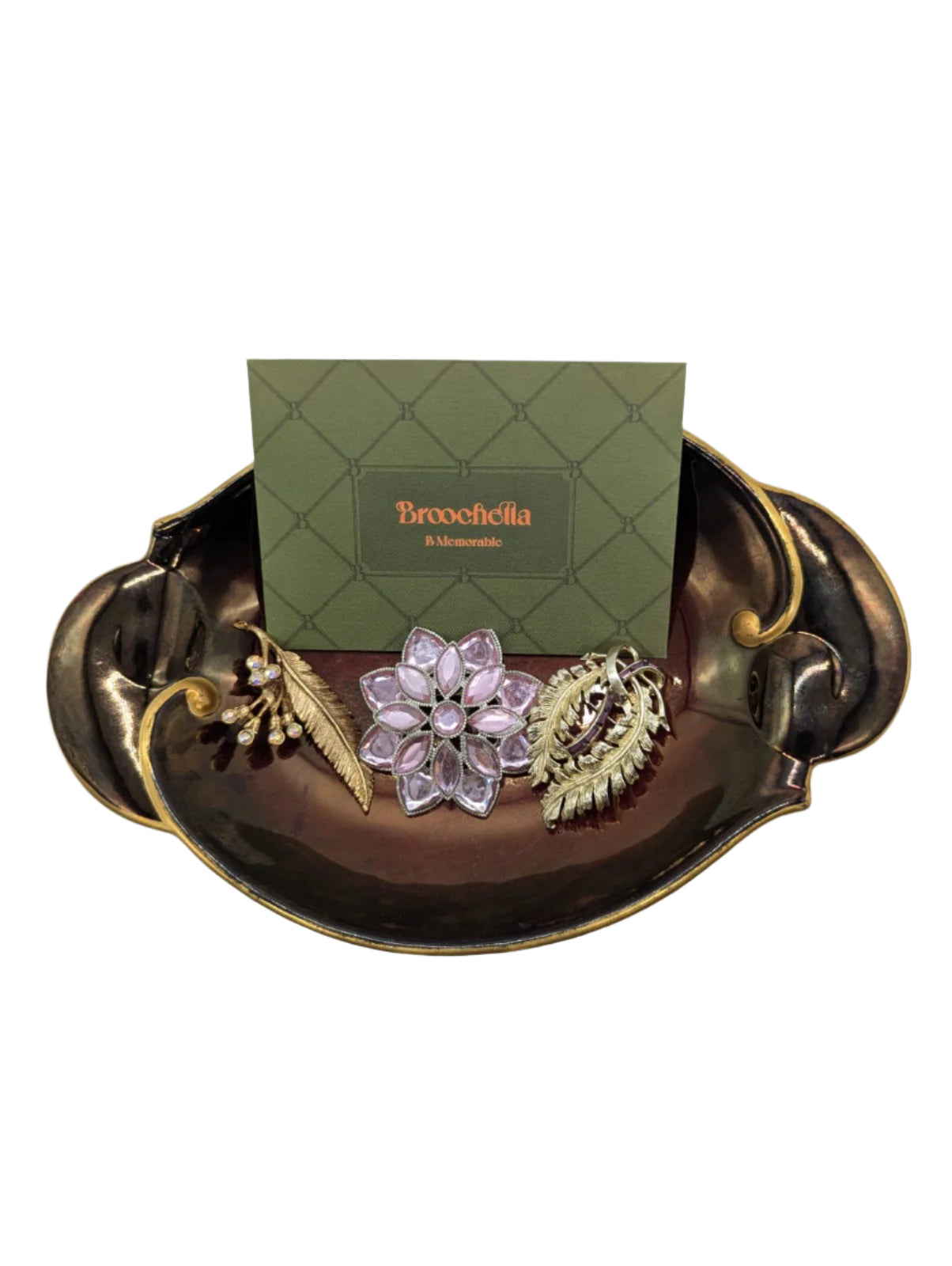 Broochella Blush and Botanica vintage brooch pin set gold metal designer luxury men’s women’s