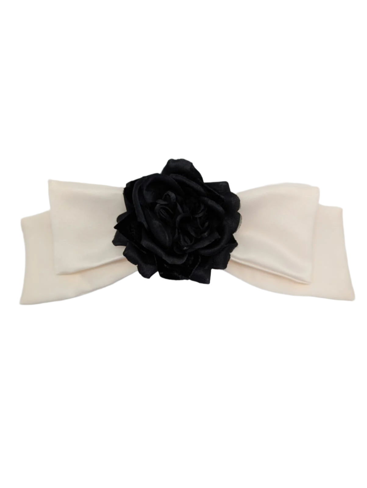Broochella Dolce amore bridal wedding bow brooch pin ivory satin black flower handmade designer luxury women’s