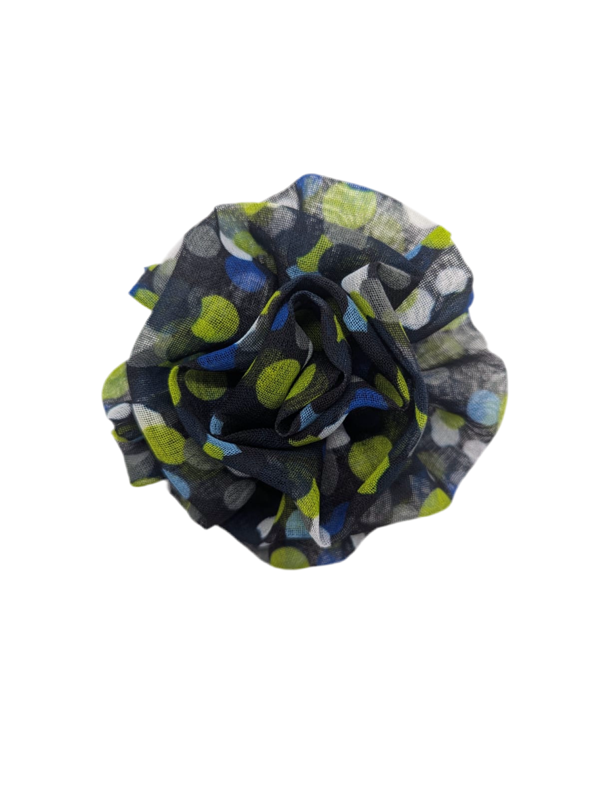 Broochella Men’s Brassica flower brooch pin navy spot polka dot handmade designer luxury
