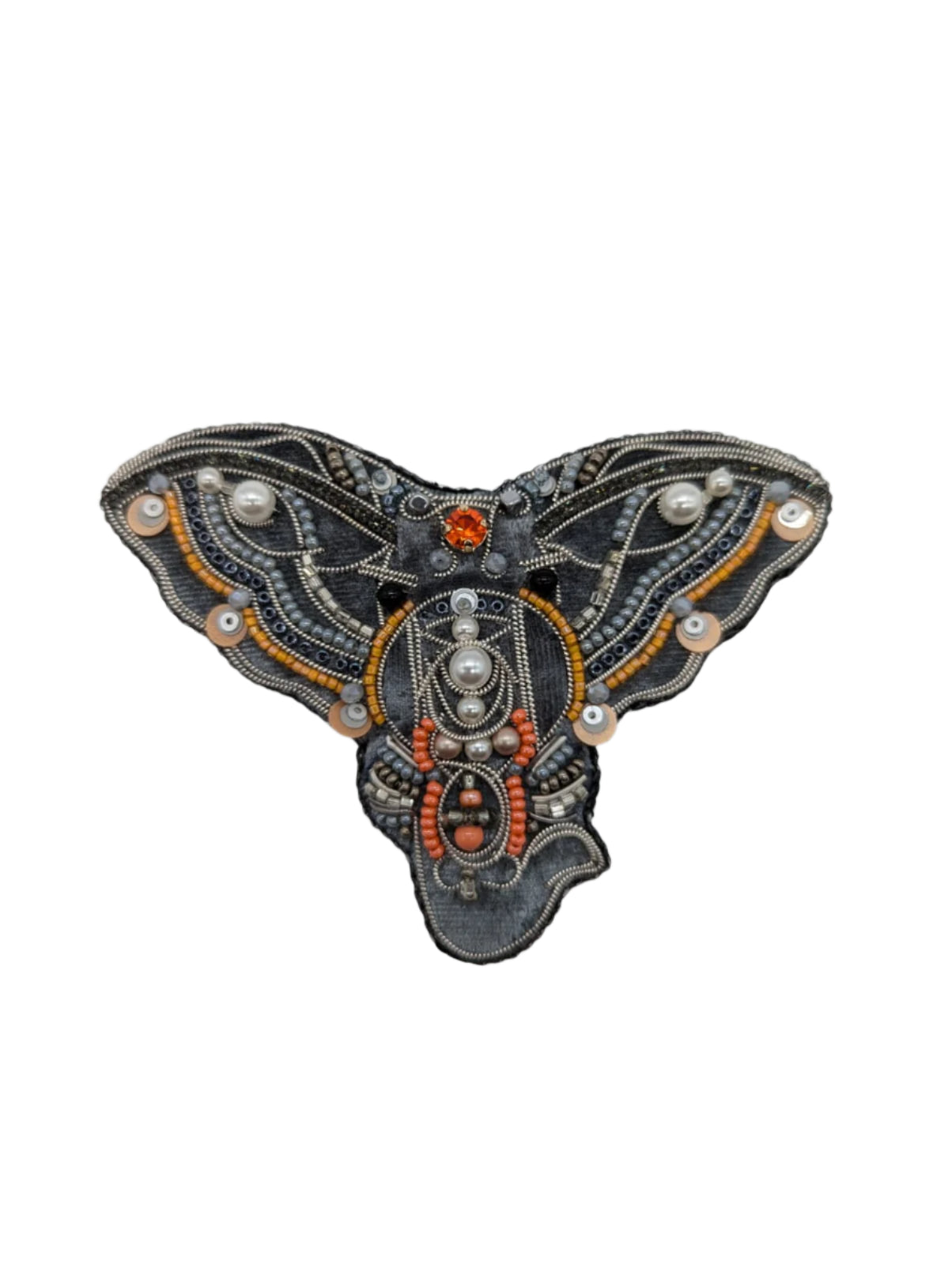 Broochella elephant face brooch pin hand beaded silver grey handmade luxury designer men’s women’s