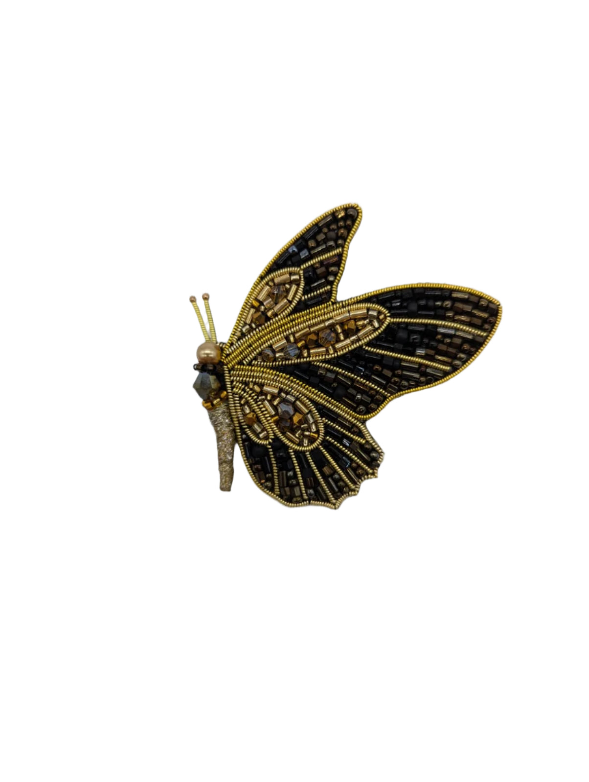 Broochella brooch pin black gold hand beaded butterfly designer brooch men’s women’s