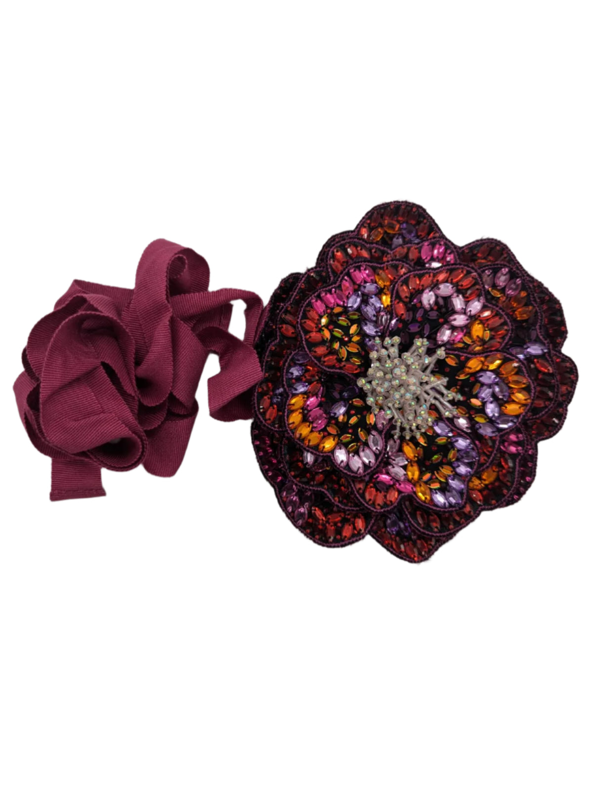 Broochella Cristallino hand beaded flower brooch pin choker large pink designer luxury women’s