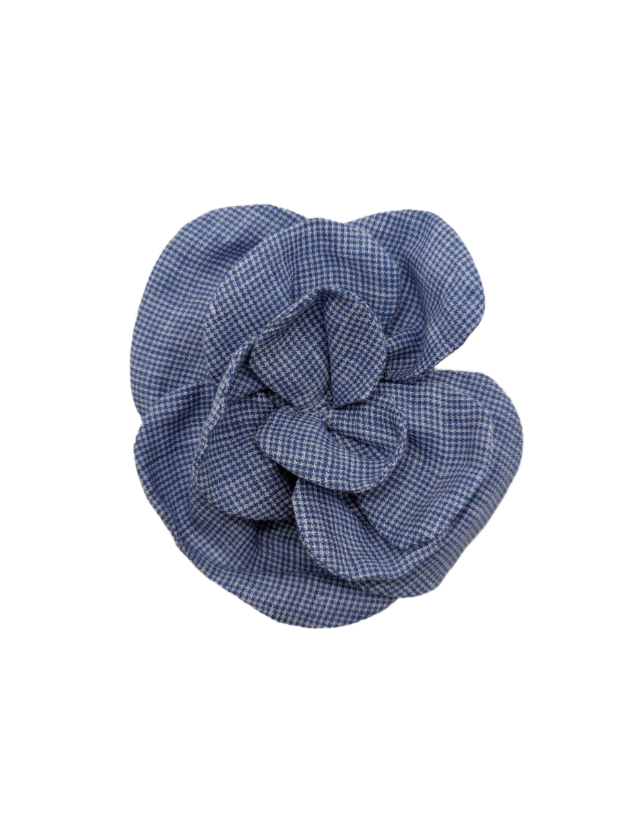 Broochella Florella small flower brooch pin blue check linen handmade luxury designer women’s men’s