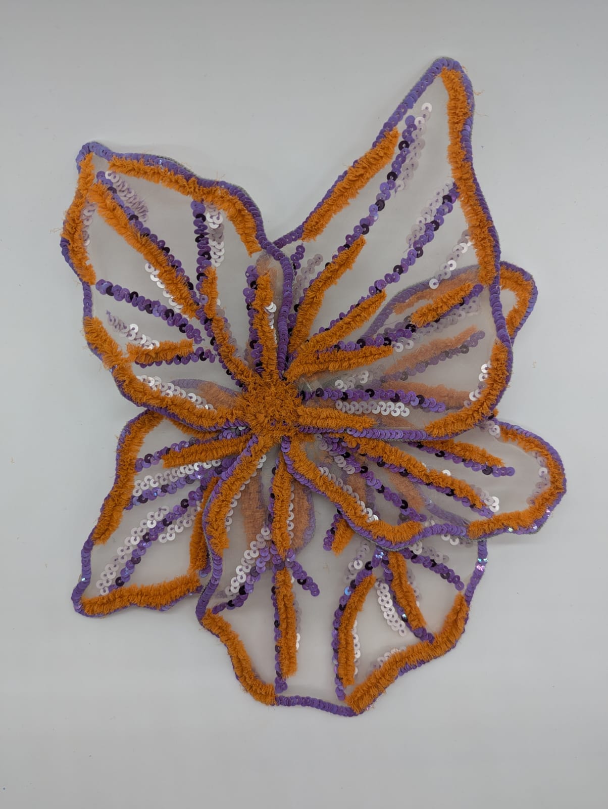 Broochella Giglio di Tigre large flower brooch pin hand beaded sequin silk handmade luxury designer women's purple orange
