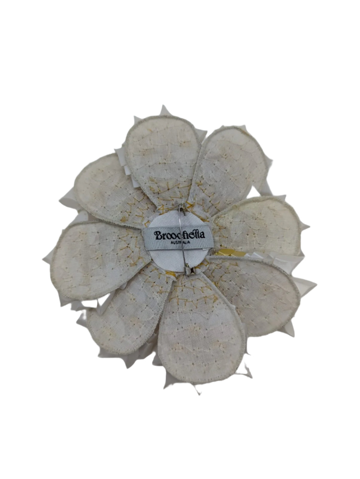 Broochella Narciso Flower brooch pin hanmade sequin hand beaded white yellow designer luxury men's women's