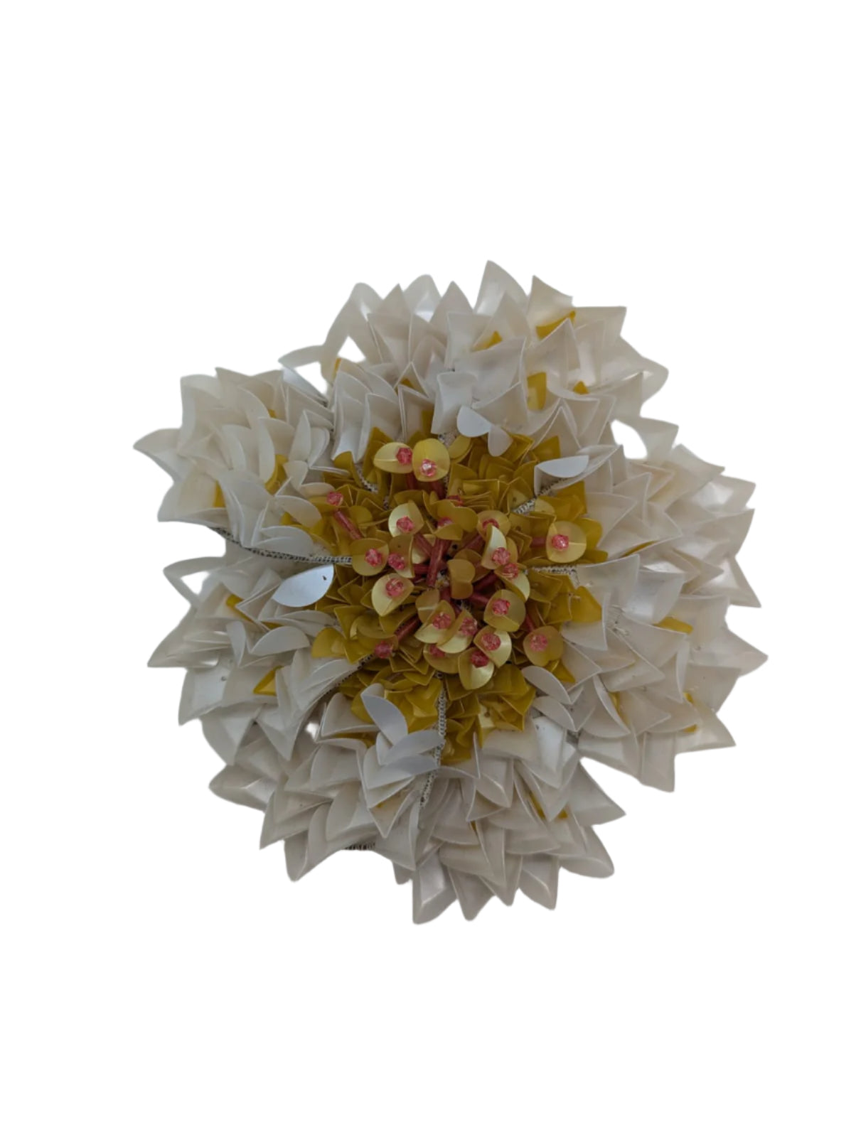 Broochella Narciso Flower brooch pin hanmade sequin hand beaded white yellow designer luxury men's women's