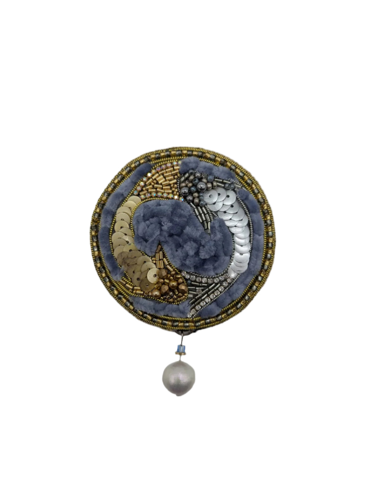 Broochella Pisces Zodiac hand beaded sequin brooch pin handmade luxury designer luxury men's women's blue