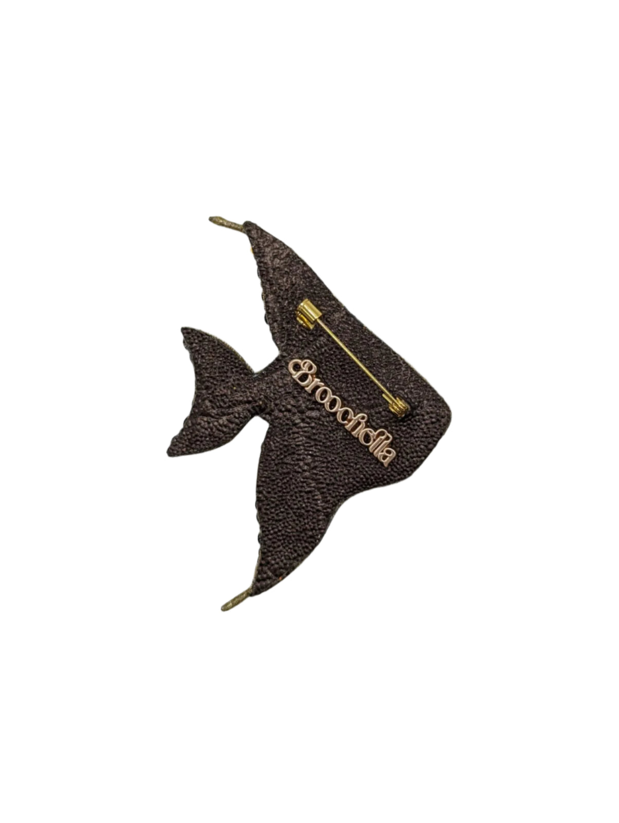 Broochella Pesciolino Fish brooch pin metallic gold black hand beaded sequin handmade luxury designer men's women's