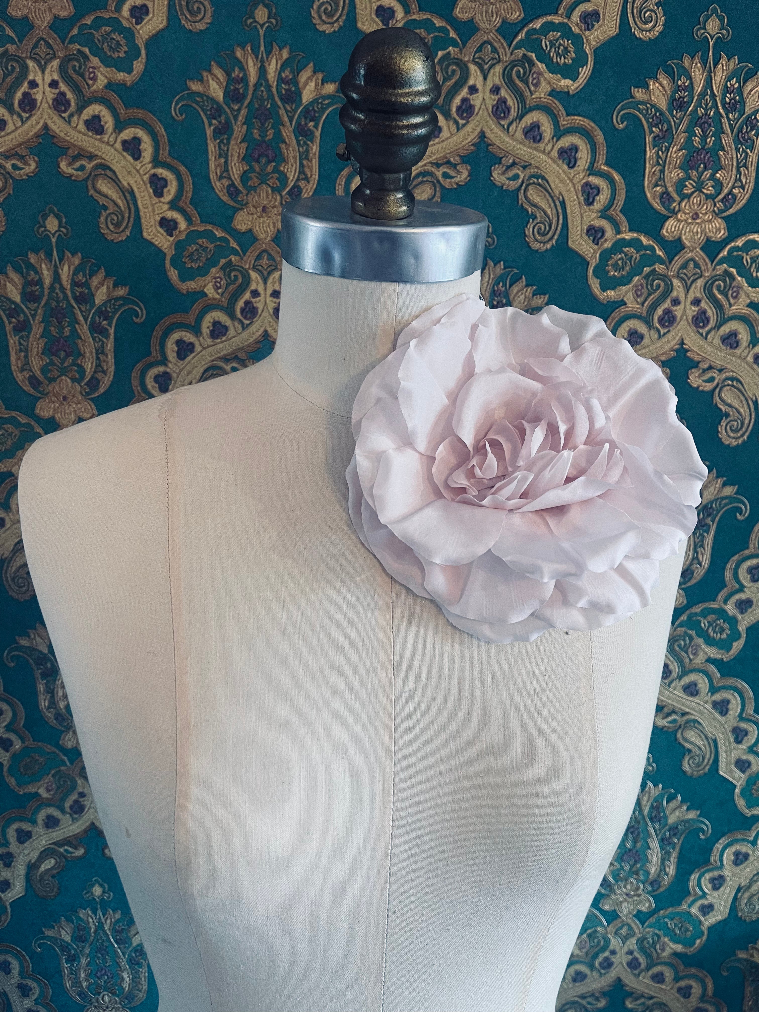 Broochella Femmina pink silk handmade large flower brooch pin luxury designer men’s women’s