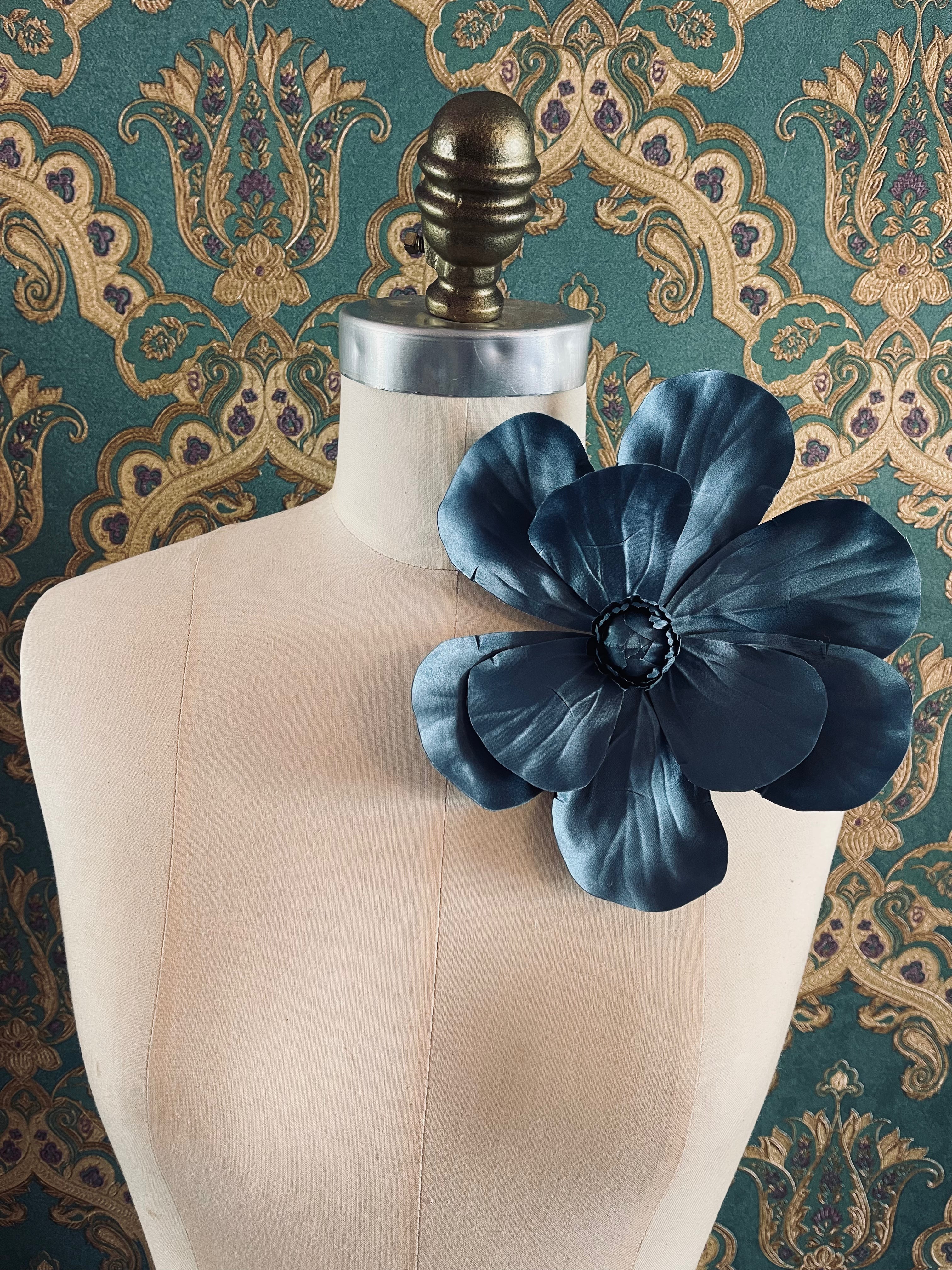 Broochella Magnolia flower brooch pin handmade luxury designer men’s women’s teal