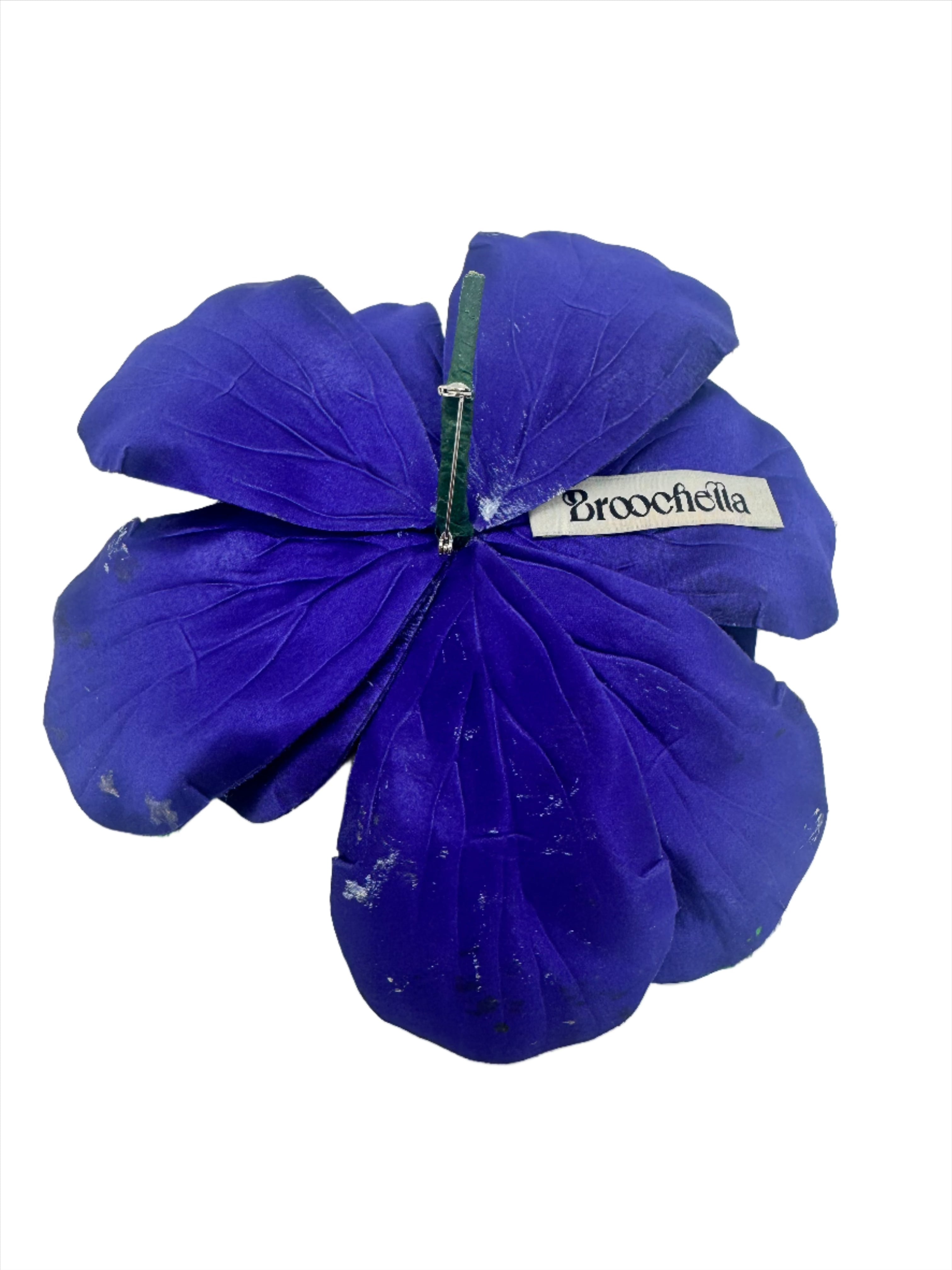 Broochella Magnolia d’Arte flower brooch pin silk hand painted art spray paint luxury designer one of a kind men’s women’s purple