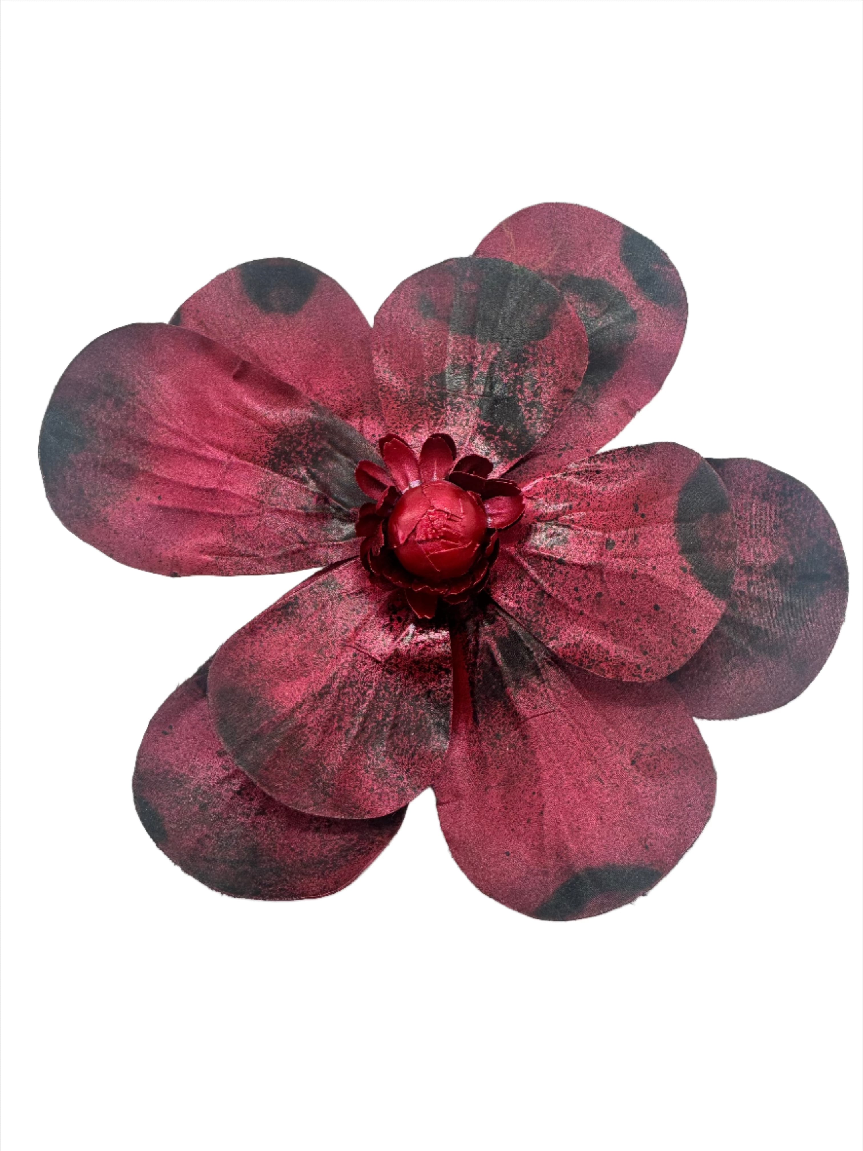Broochella Magnolia d’Arte flower brooch pin hand painted art spray paint luxury designer luxury one of a kind men’s women’s black red