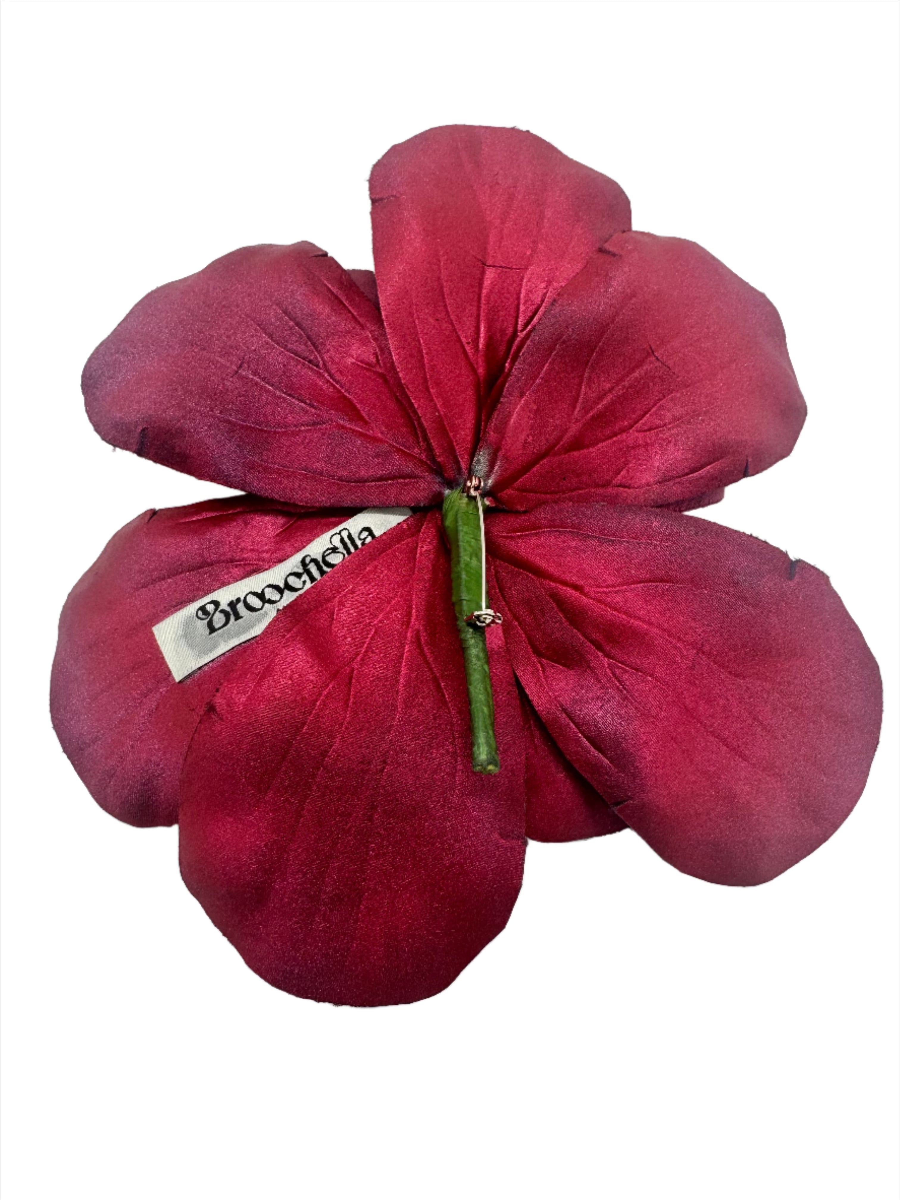 Broochella Magnolia d’Arte flower brooch pin silk hand painted art spray paint luxury designer one of a kind men’s women’s red black