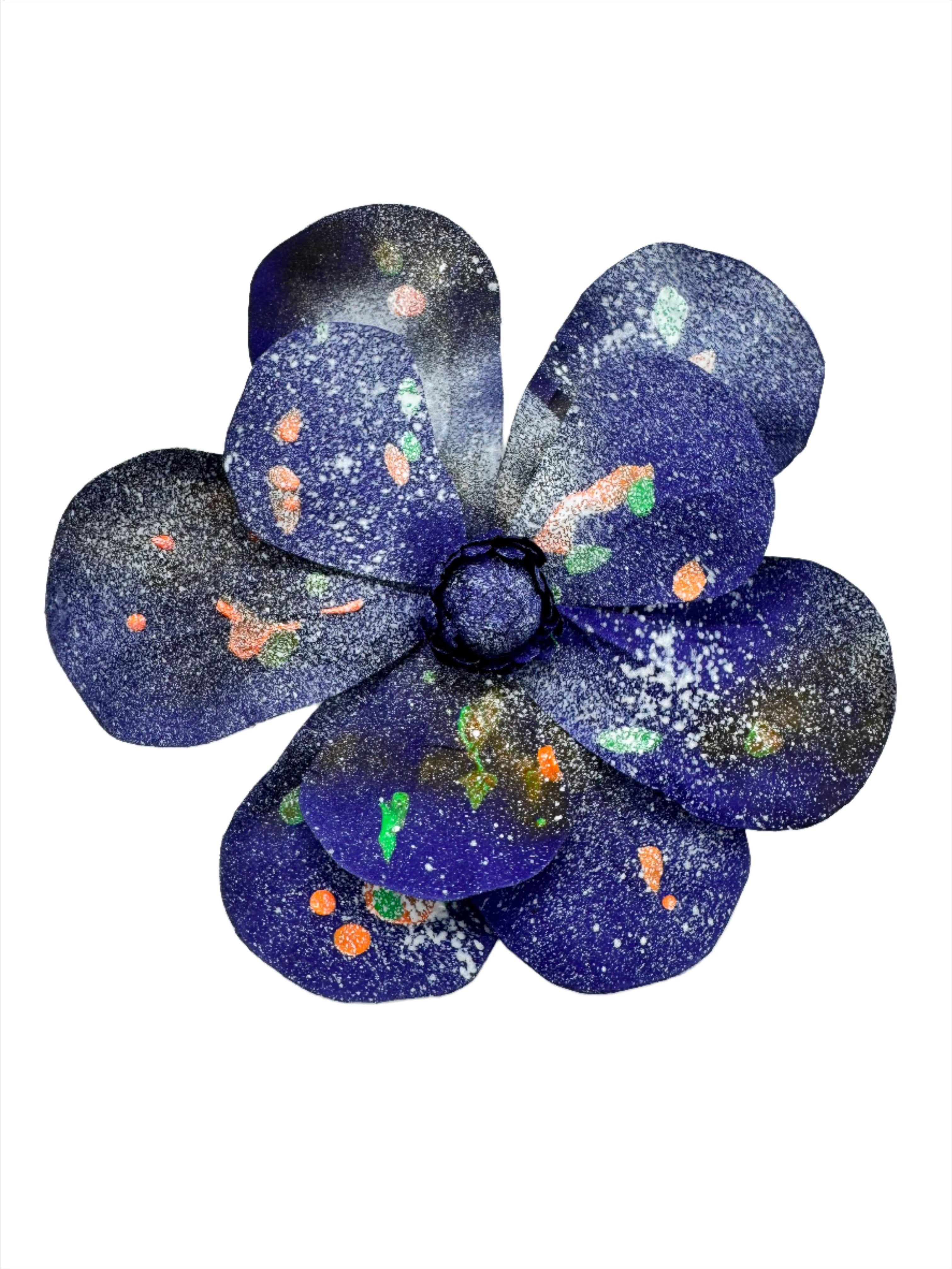 Broochella Magnolia d’Arte flower brooch pin silk hand painted spray paint luxury designer one of a kind men’s women’s purple