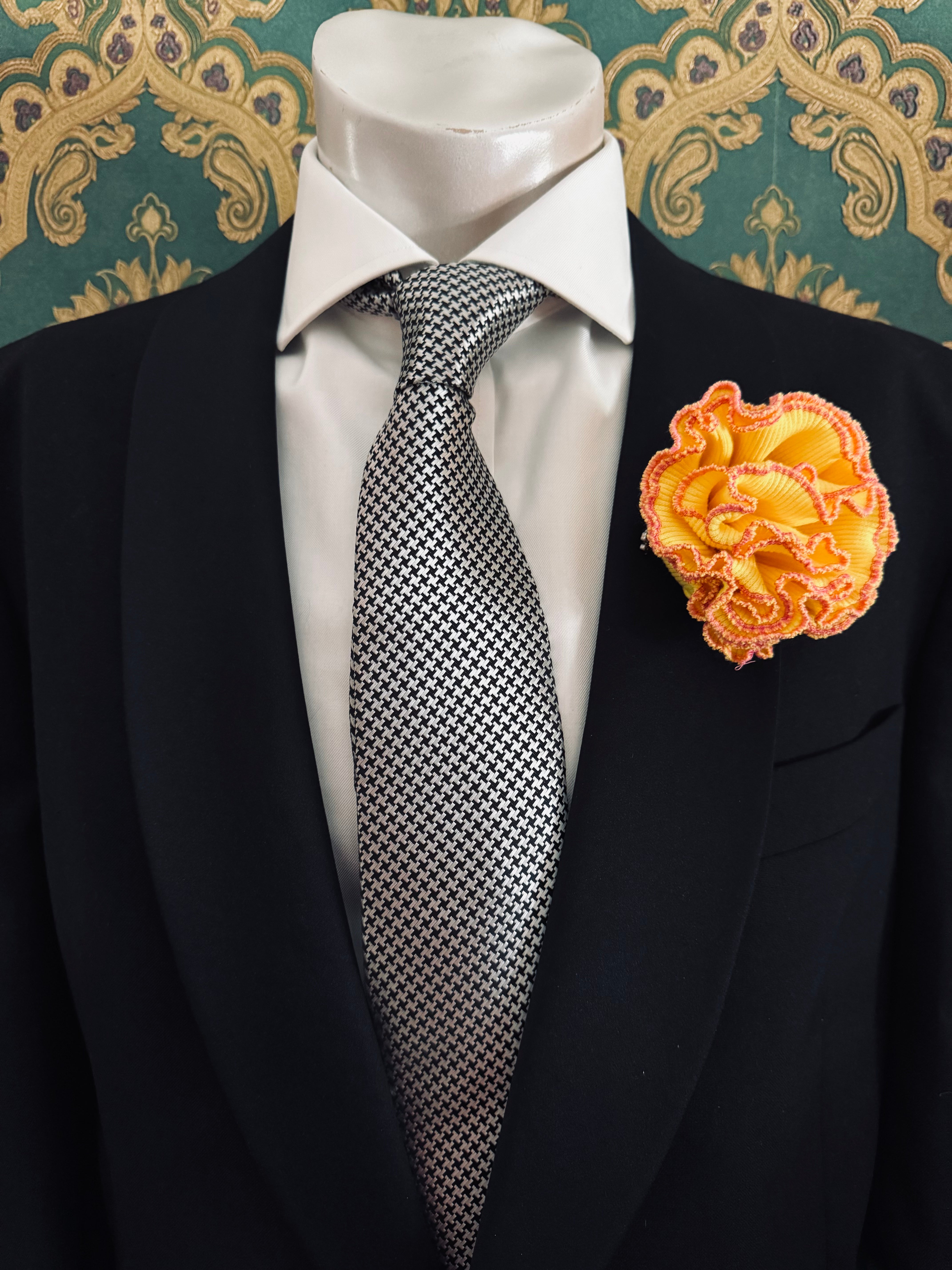 Broochella Men's Corallo flower brooch pin handmade luxury designer yellow