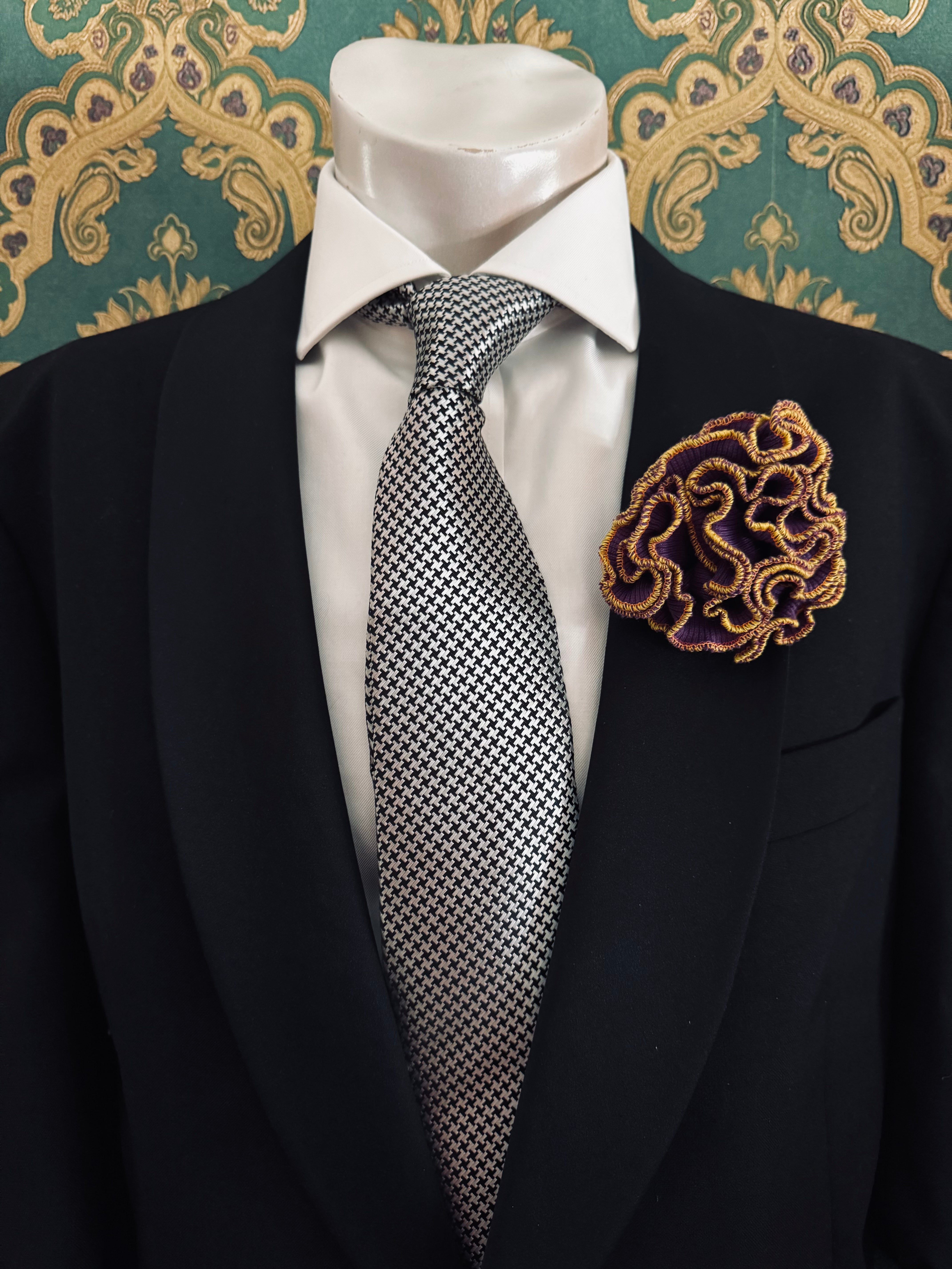 Broochella Men's Corallo flower brooch pin handmade luxury designer purple