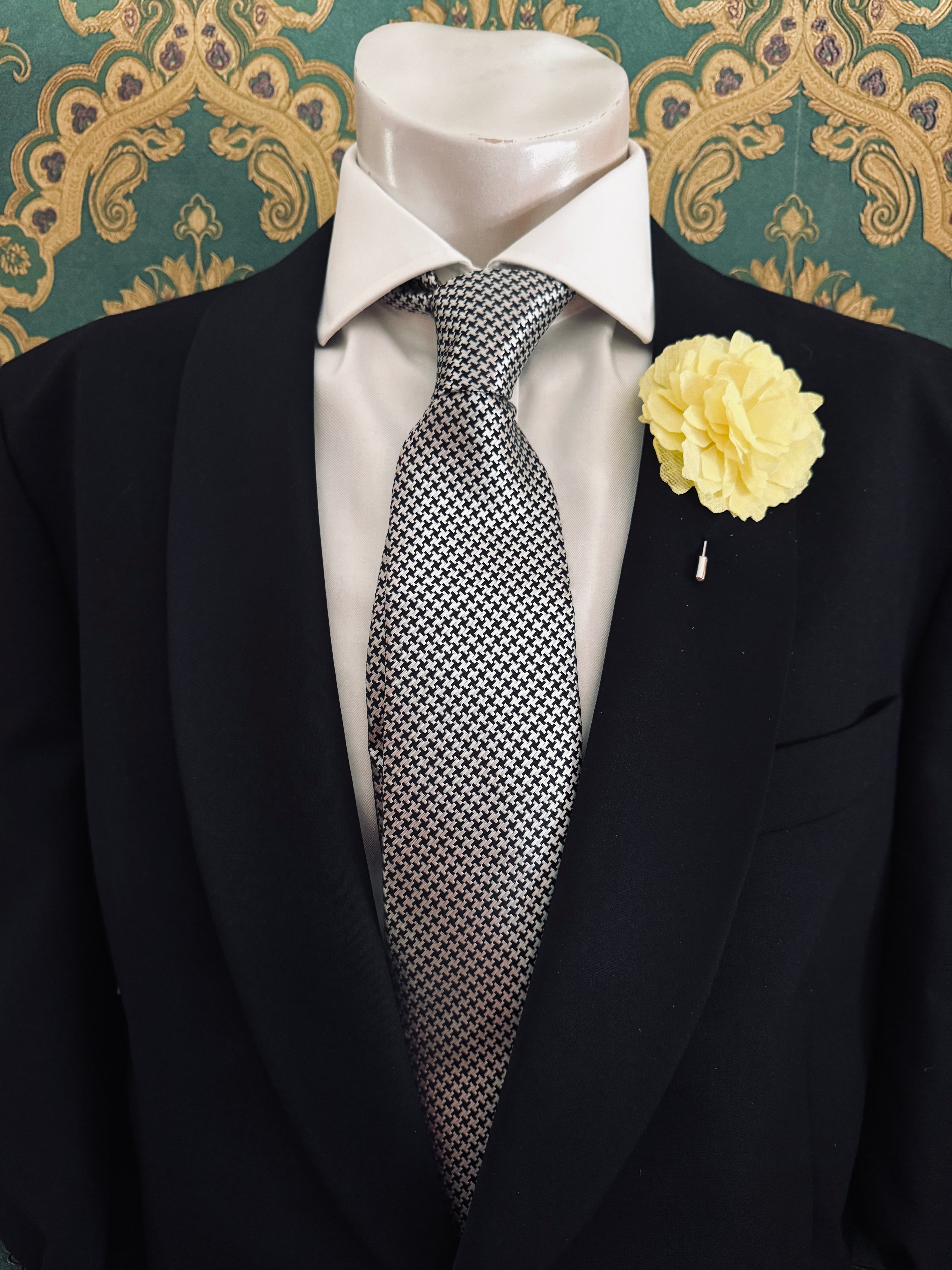 Broochella Men's Carnation flower brooch pin linen handmade luxury designer yellow