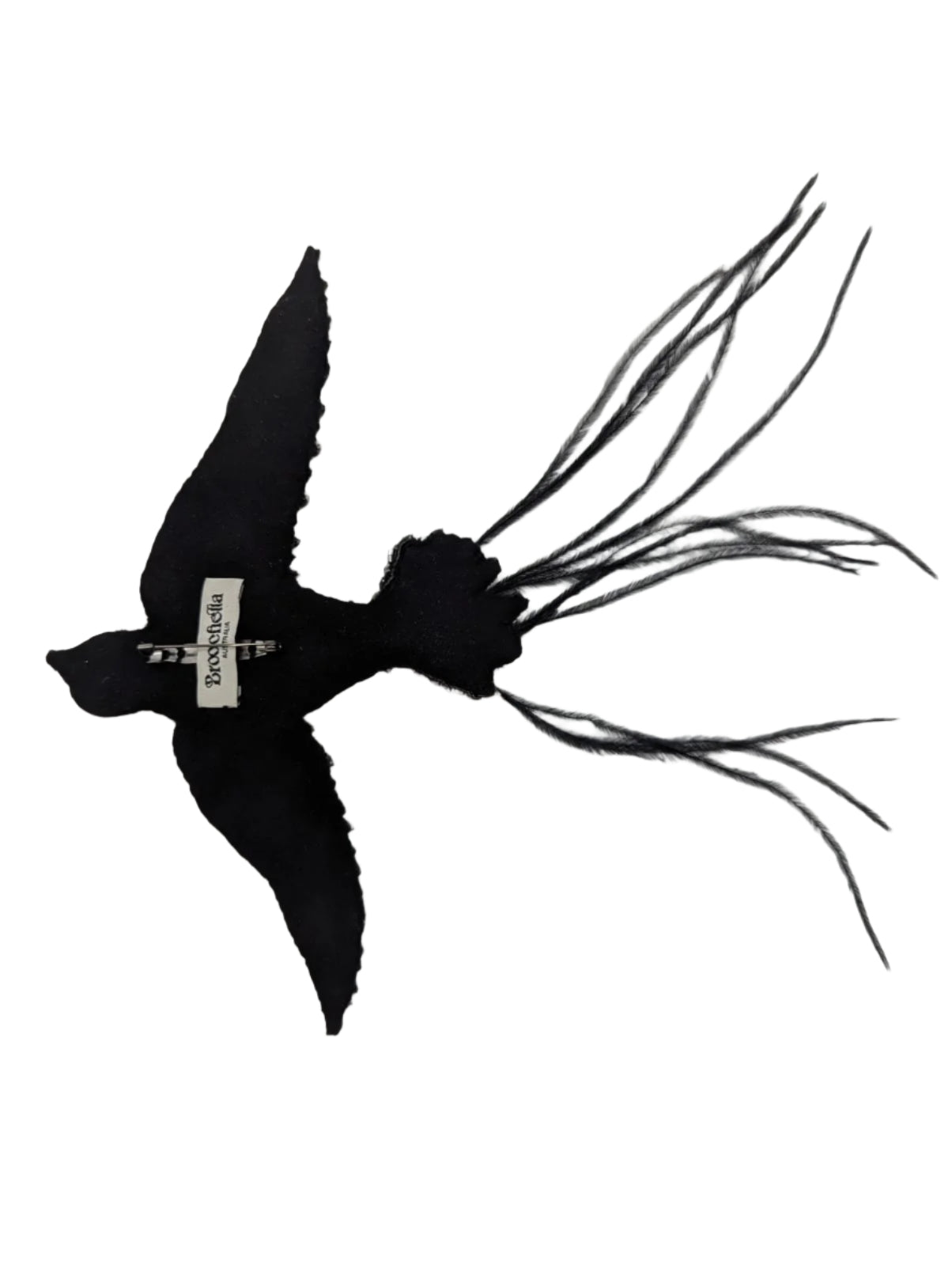 Broochella Men's Rondine bird brooch pin hand beaded embroidered black pink silver handmade luxury designer