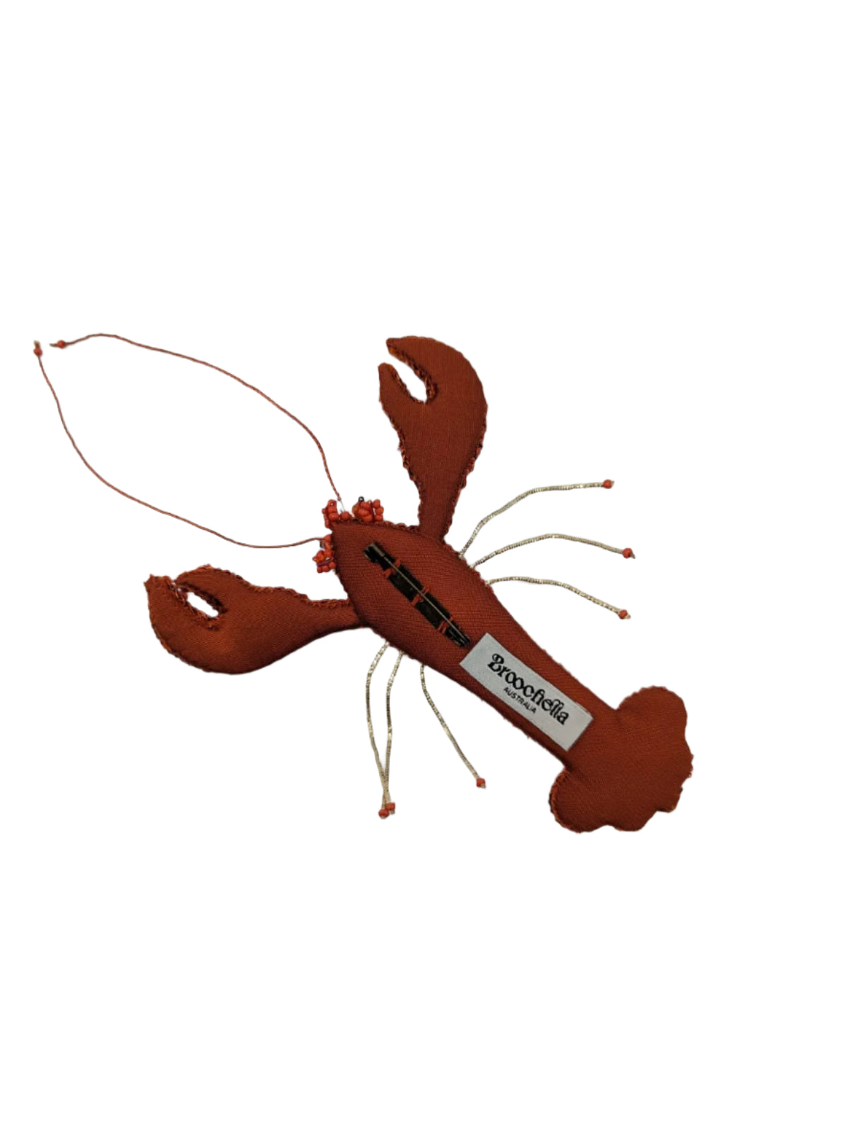 Broochella Men's Tropicana lobster red brooch pin handmade hand beaded luxury designer