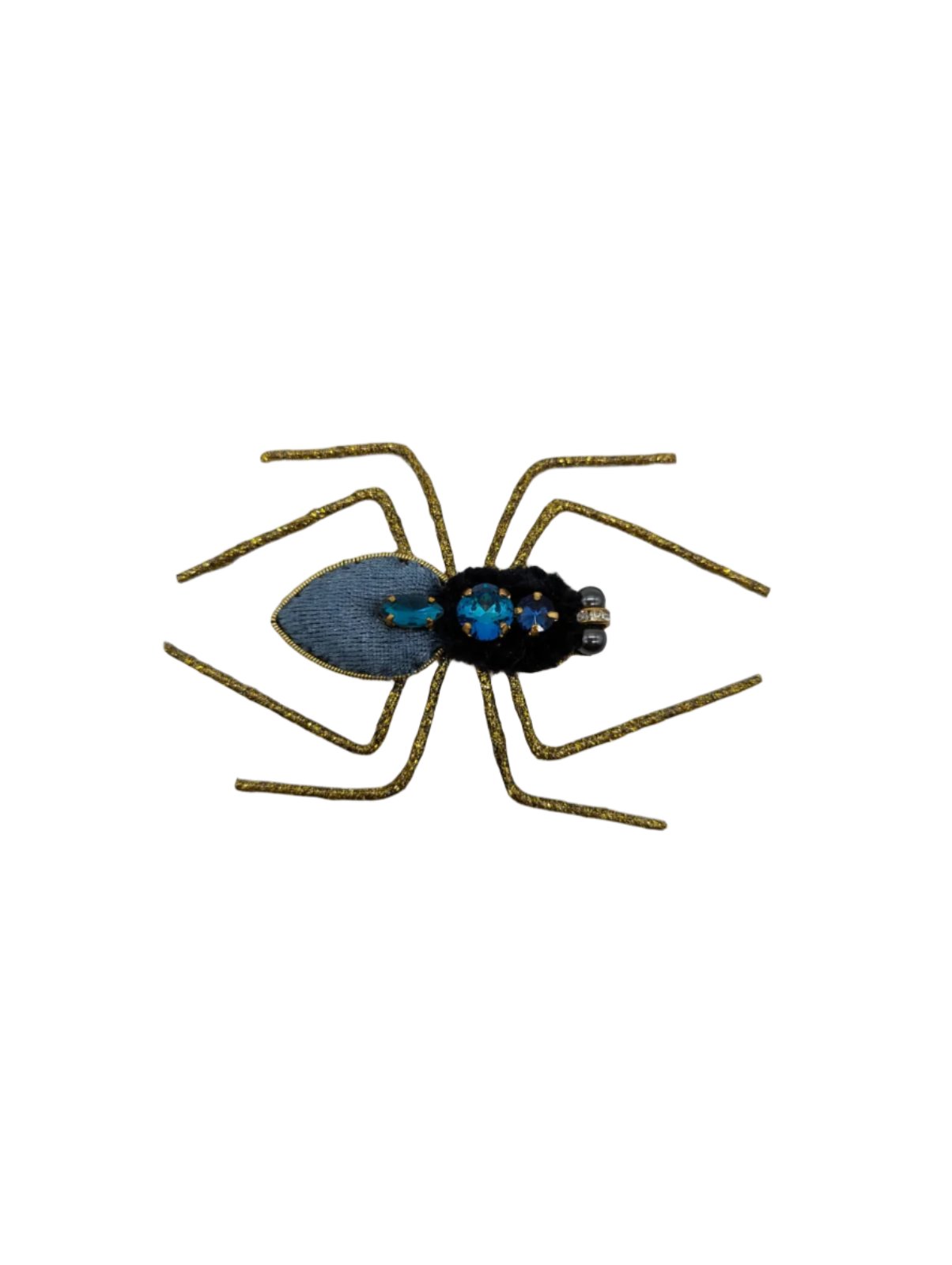 Broochella Men's Femme Fatale spider brooch handmade hand beaded crystal embellishment gold black blue luxury designer
