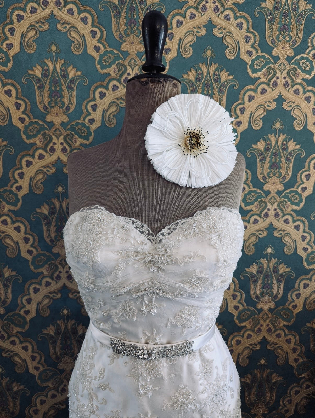 Broochella Raffia Bloom white bridal wedding flower brooch pin handmade hand beaded luxury designer women's