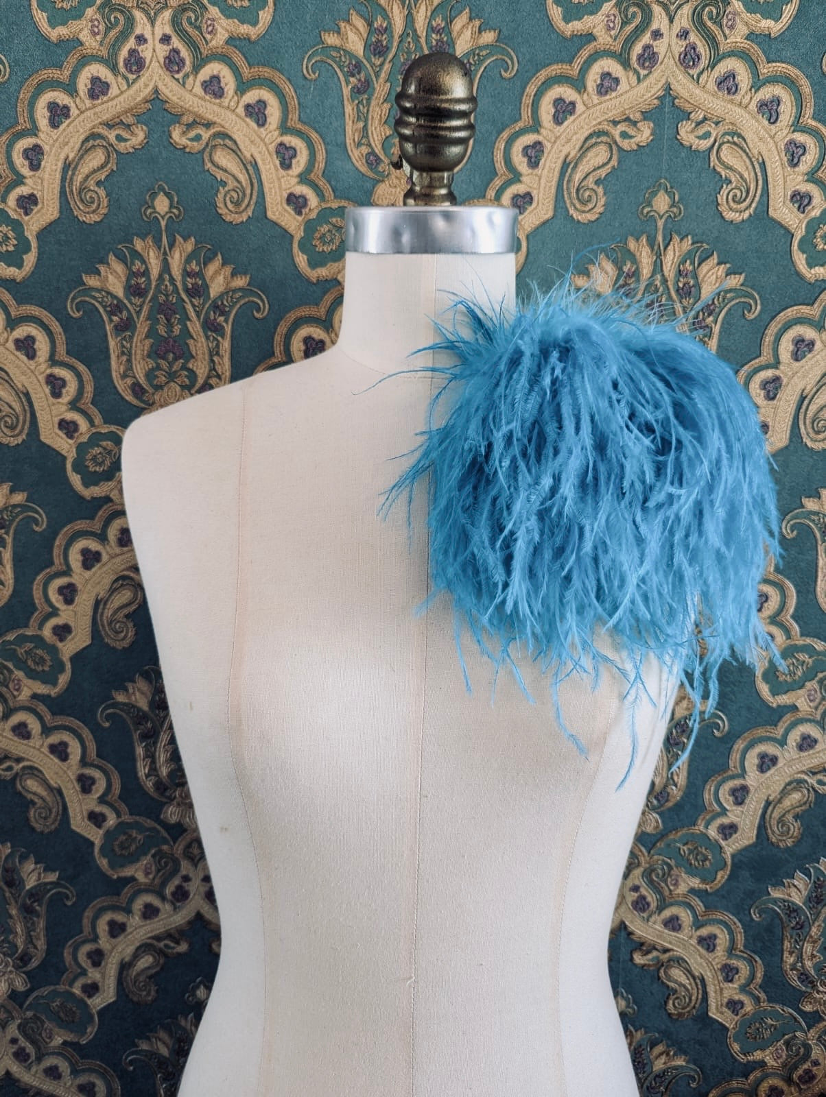 Broochella Le Pouffe Feather brooch pin handmade designer luxury women’s men’s blue