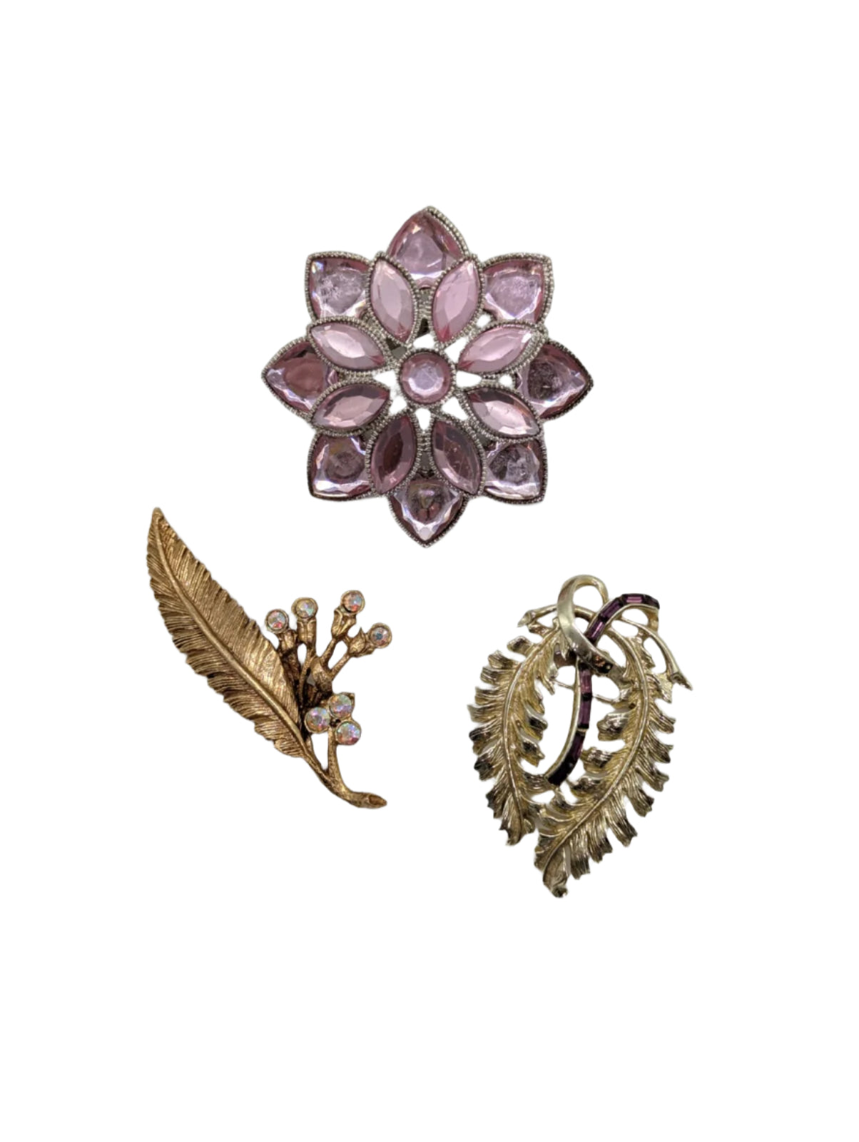 Broochella blush botanica vintage brooch set gold metal designer luxury